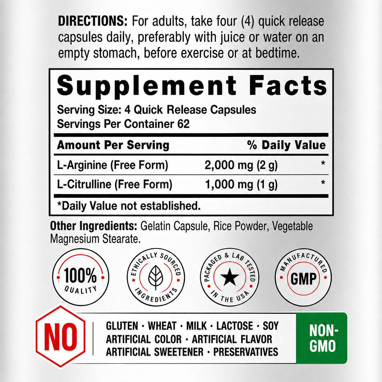L-Arginine L-Citrulline Complex | 3000mg | 120 Capsules | Non-GMO | by Lofnafee