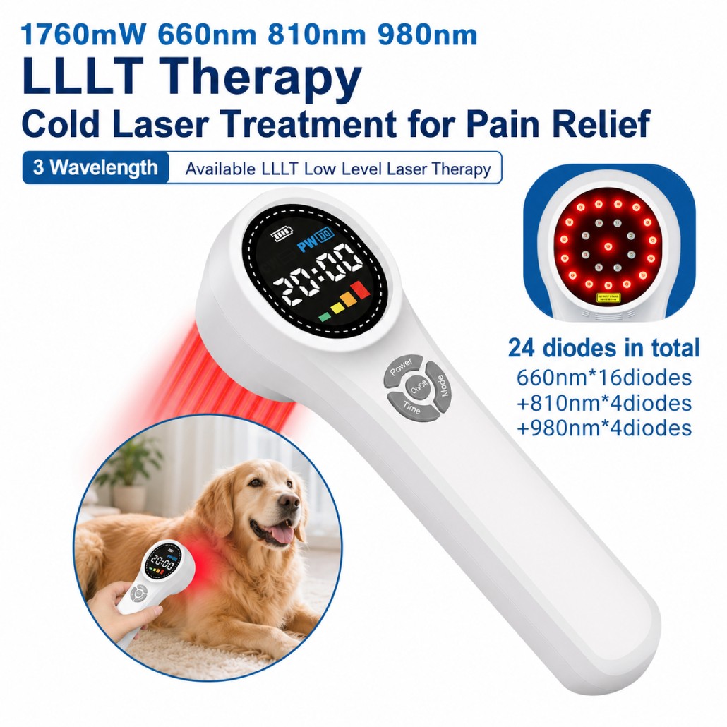 1760mW Class 4 Cold Laser Therapy Device LLLT Pet Pain Relief 980nm 810nm 660nm