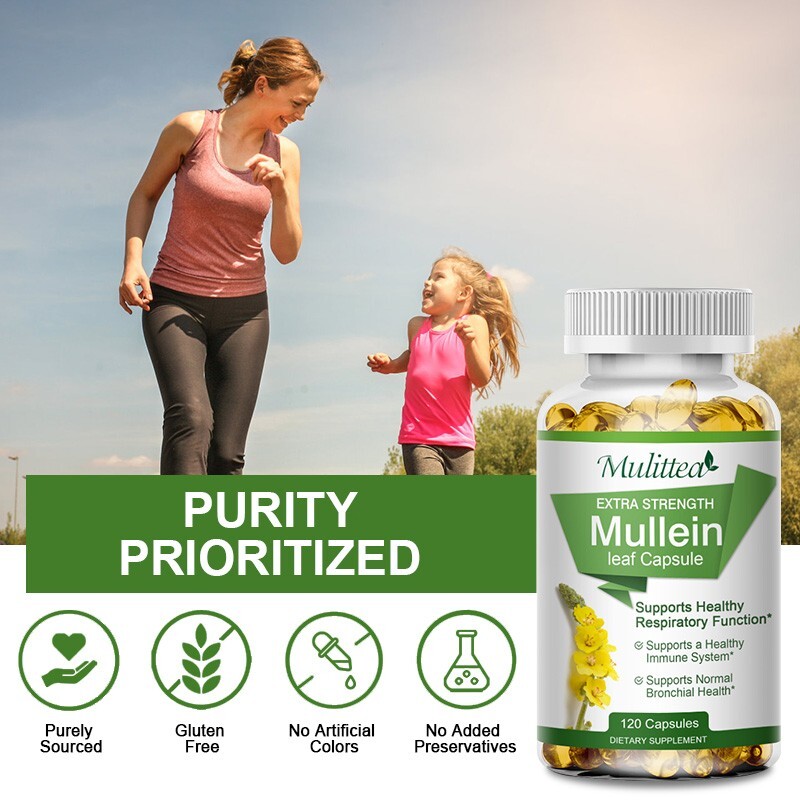 120 Mullein Leaf Capsules for Lung Cleansing&Detox Herbal Dietary Supplement