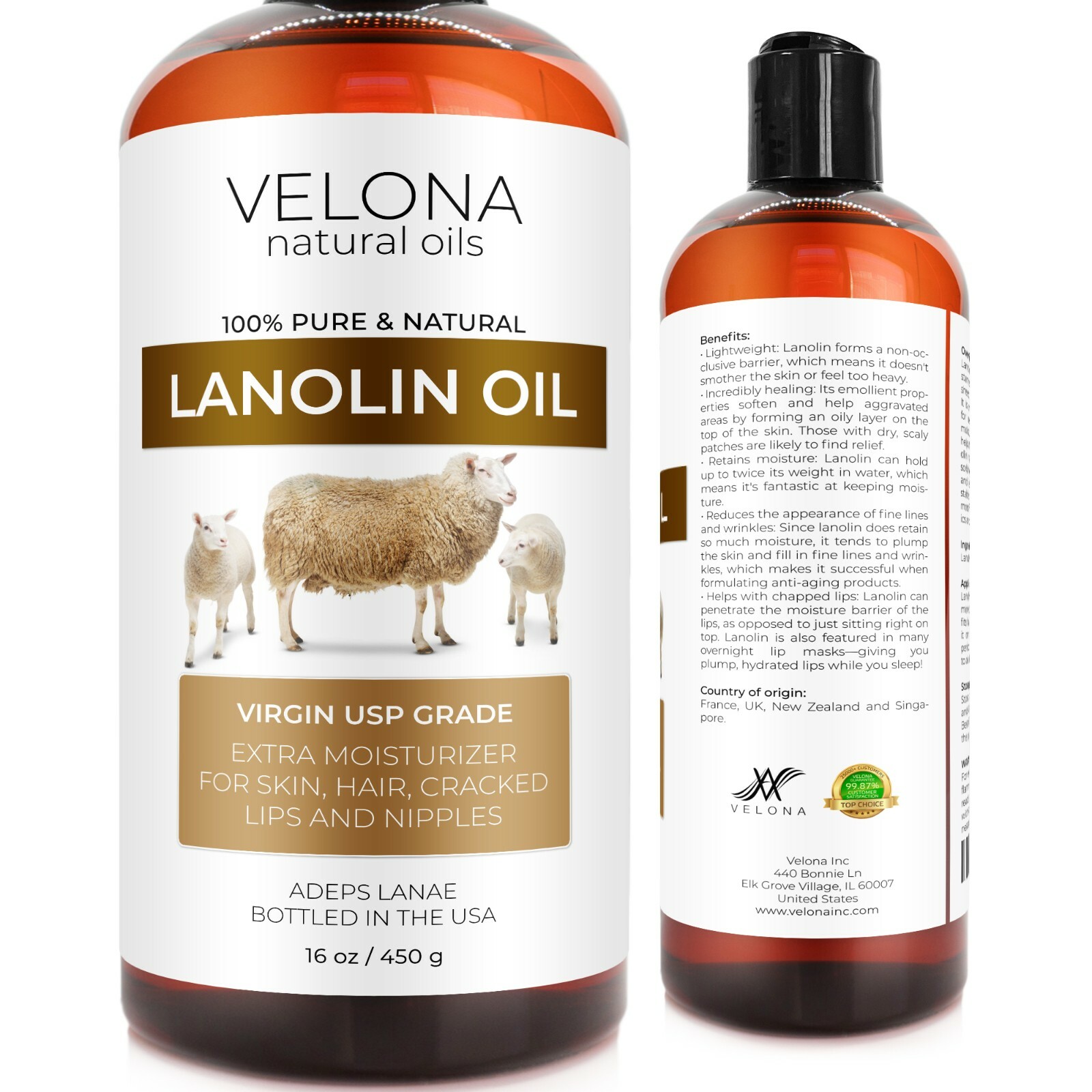 Lanolin Oil USP Grade By Velona 2oz-7lb Refined Cold pressed Skin, Hair, Body