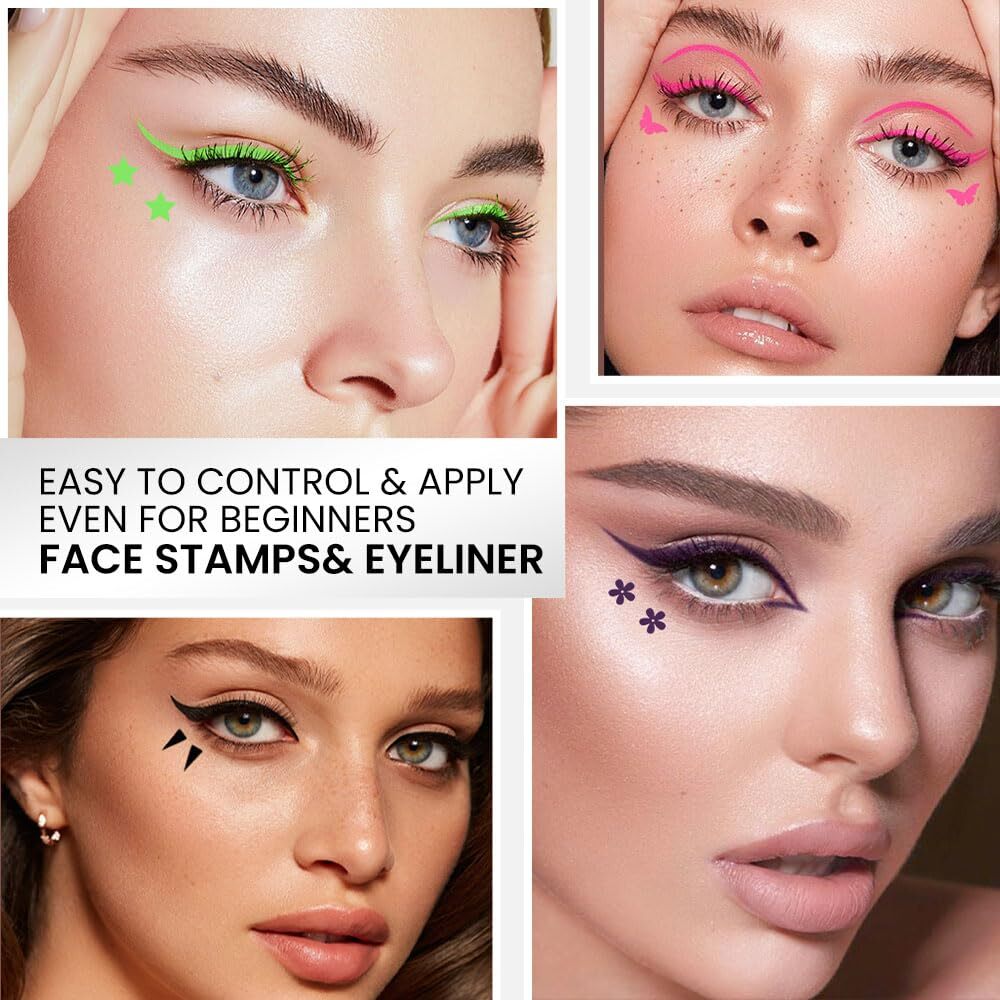 evpct 7Pcs Colored liquid Eye Liners Face Stamp Cosplay Gothic Makeup Set Kit