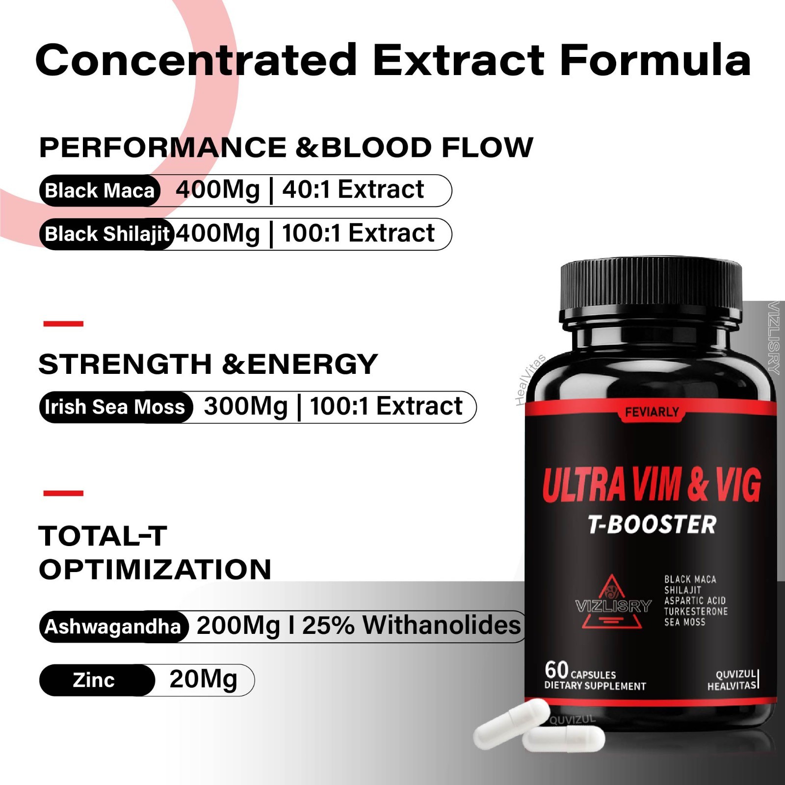 Ultra Vigor Capsules, Boosts Vim & Vig, Men Daily Support – 60 Capsules