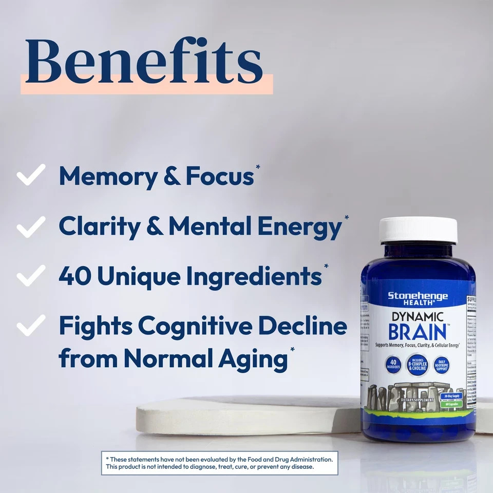 5 Pack Dynamic Focus Supplement 60 Capsules Memory Brain Clarity – Exp 2028