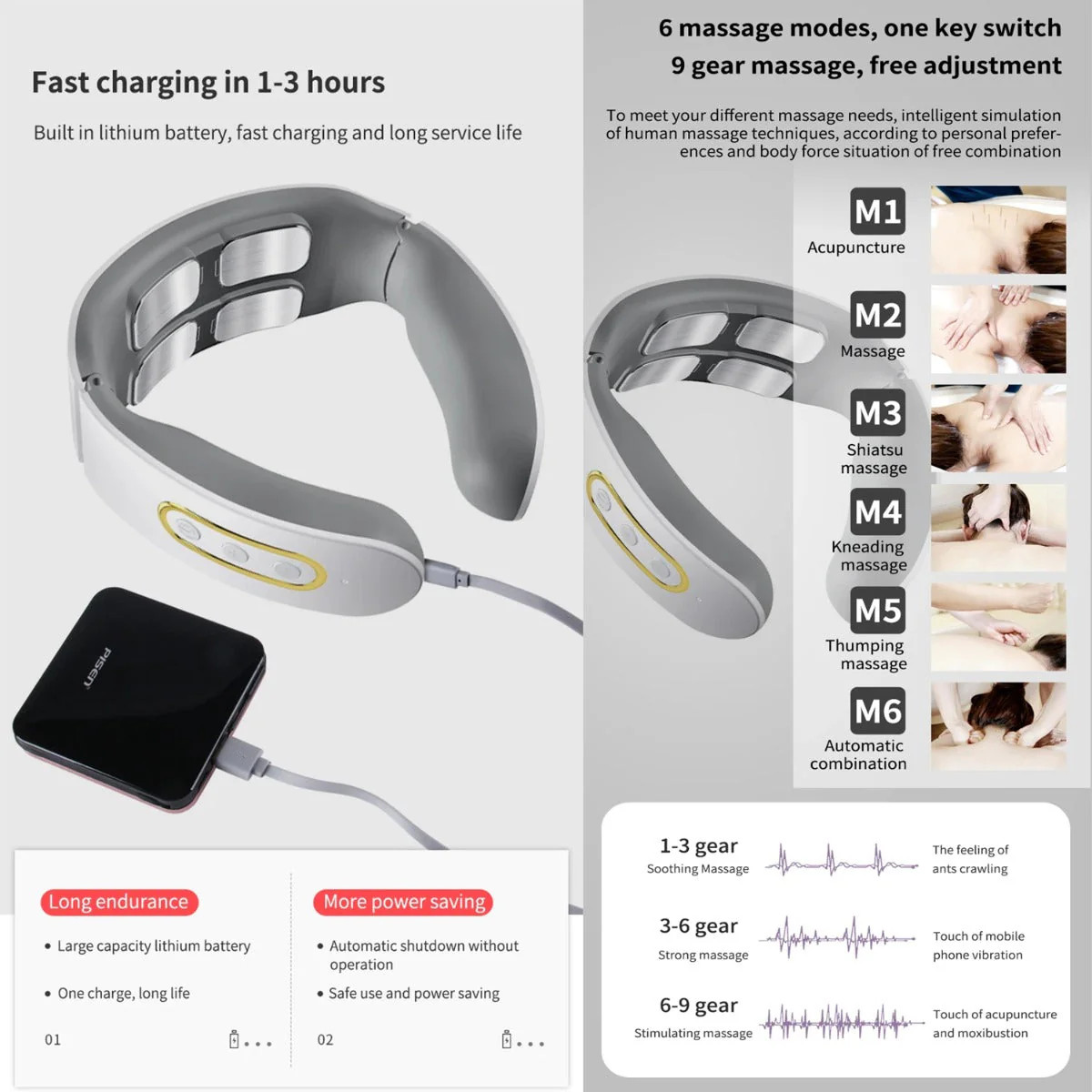 4 Head Neck Massager Vibrat for Daily Use