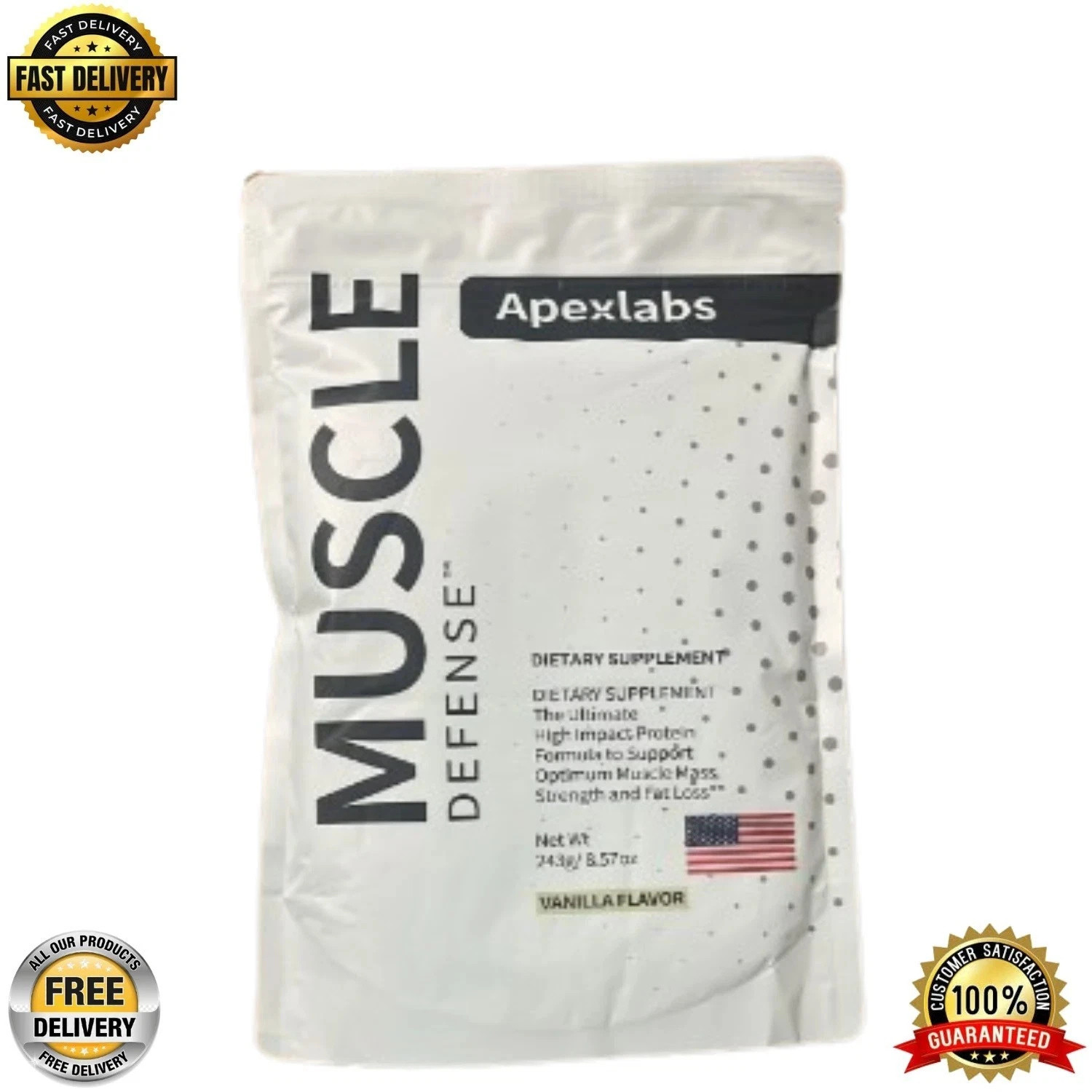 Apex Labs Muscle Defense Dietary Supplement, Vanilla – 8.57 oz – FREE SHIPPING