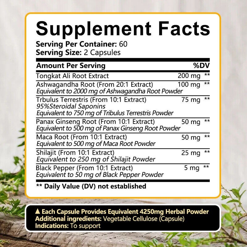 Male Enhancement with Maca, Ginseng & Ashwagandha High Potency Herbal Supplement