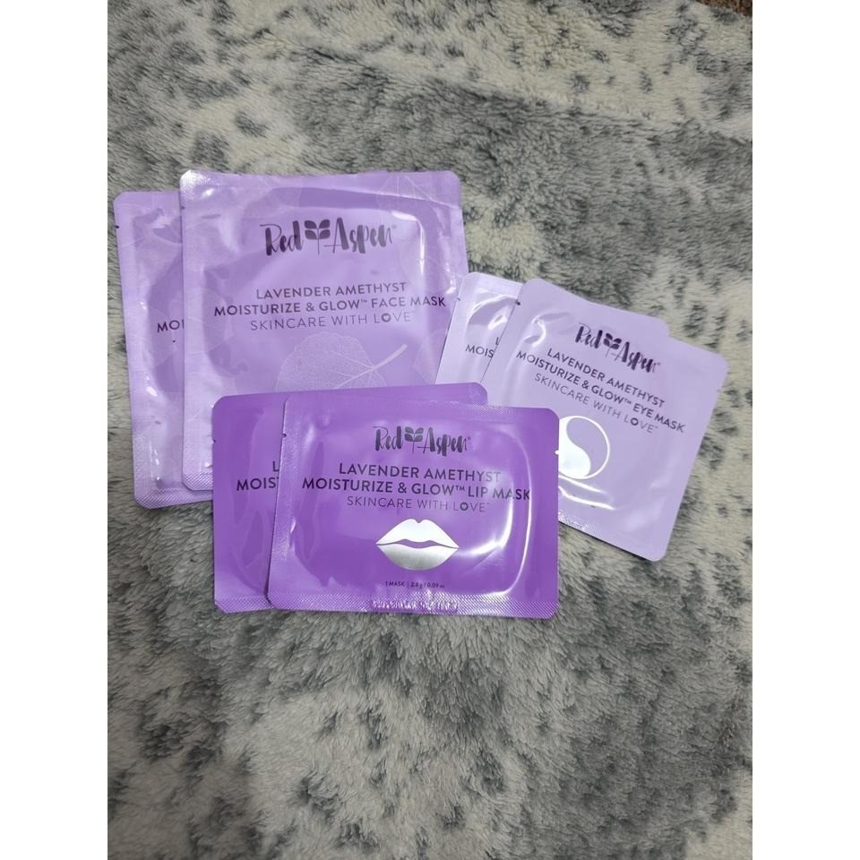 Red Aspen Lavender Amethyst Moisturize & Glow Face Eye and Lip Mask Set 6 Pack
