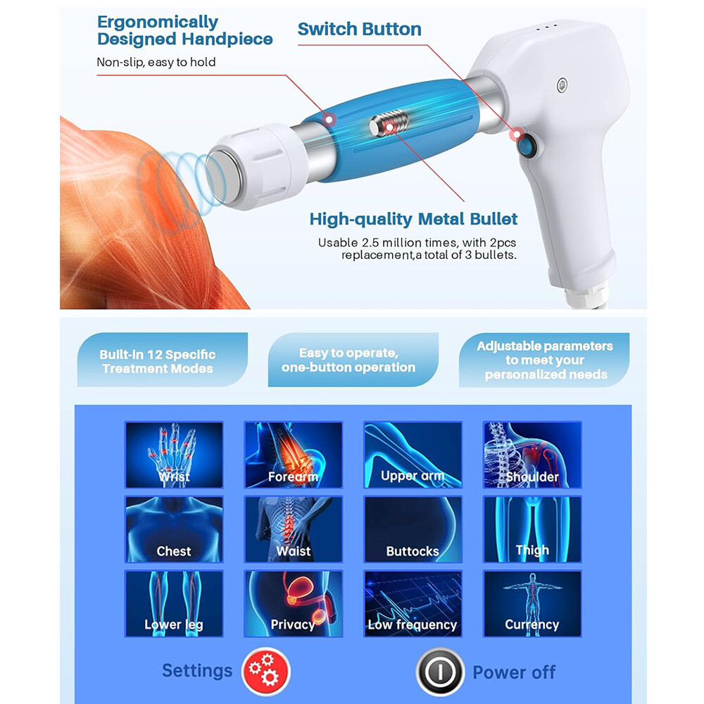 Kalecope Pneumatic ED Shockwave Therapy Machine Muscle Joint Pain Relief Massage