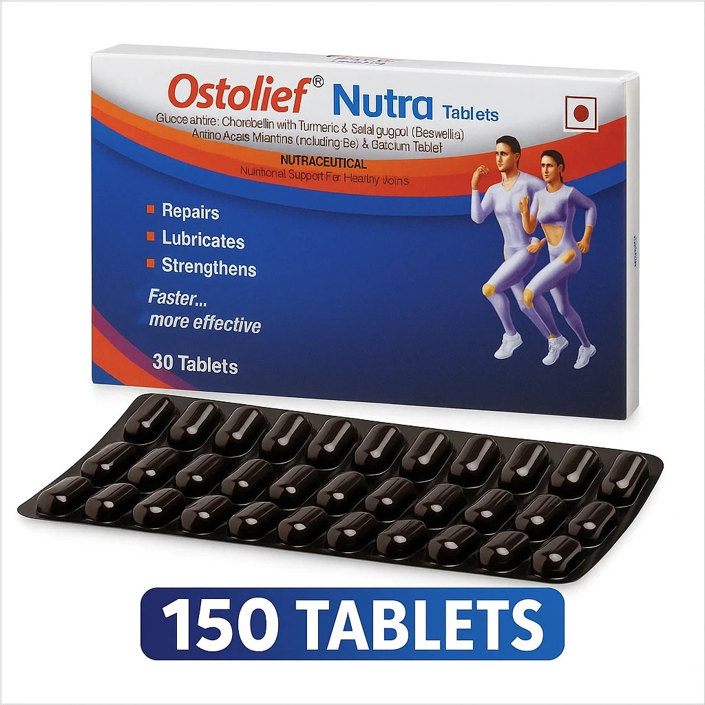 5 Packs of Charak Ostolief Nutra 150 Tabs for Joint & Bone Health & Mobility