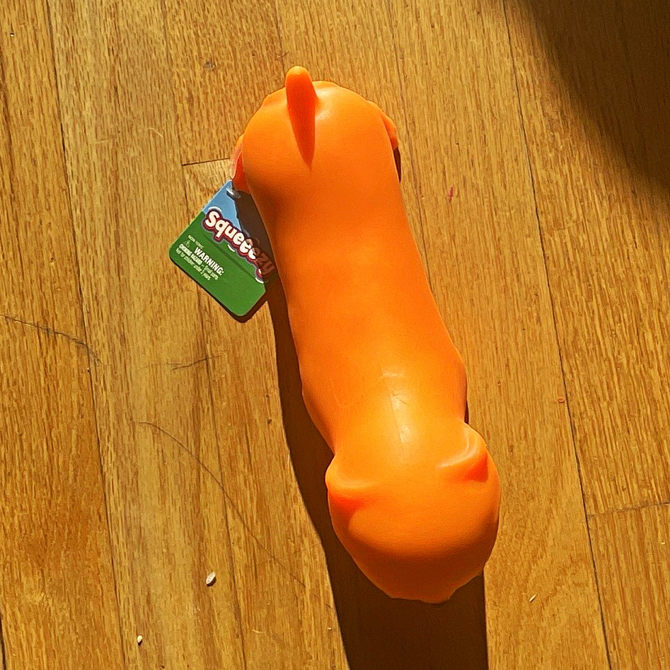 Squeezamals Orange Squeezable Daschund Dog Squeeze Stress Reliever Toy