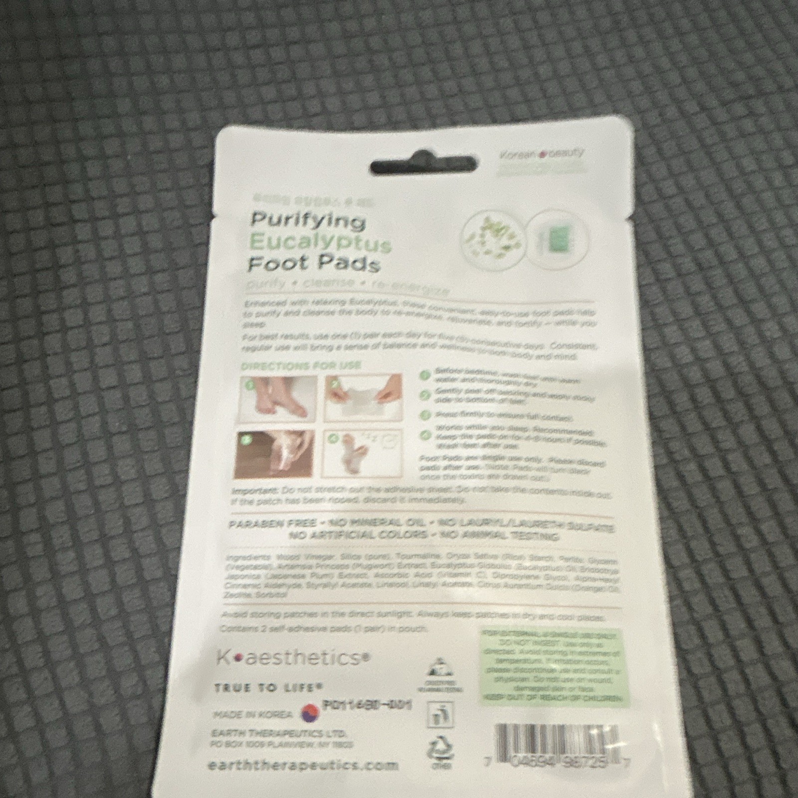 Koaesthetics Detox Foot Pads Eucalyptus Oil Transdermal Patch 1 Pair
