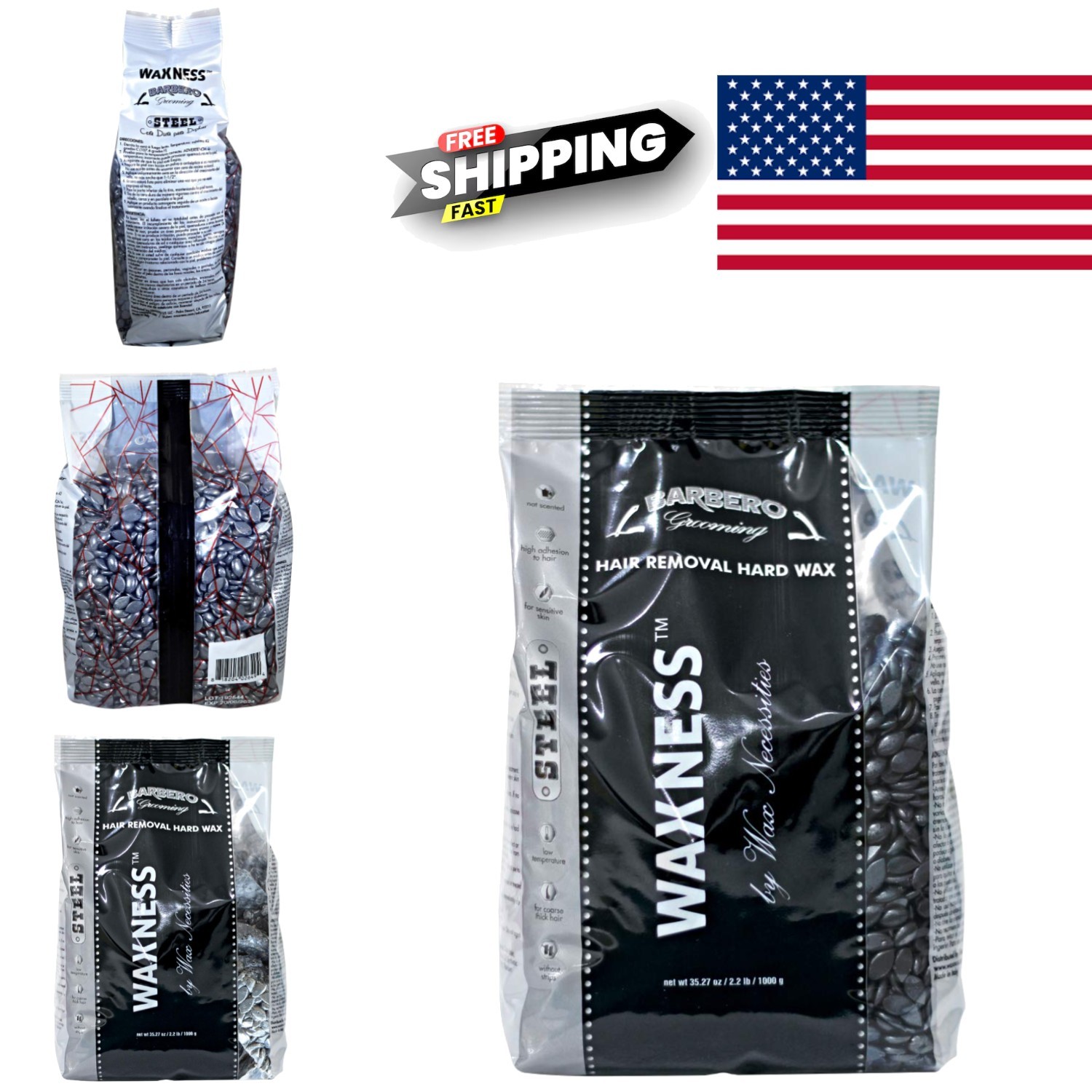Wax Depilatory Hard Wax for Men 2.2 Pounds Translucent Hypoallergenic Formula
