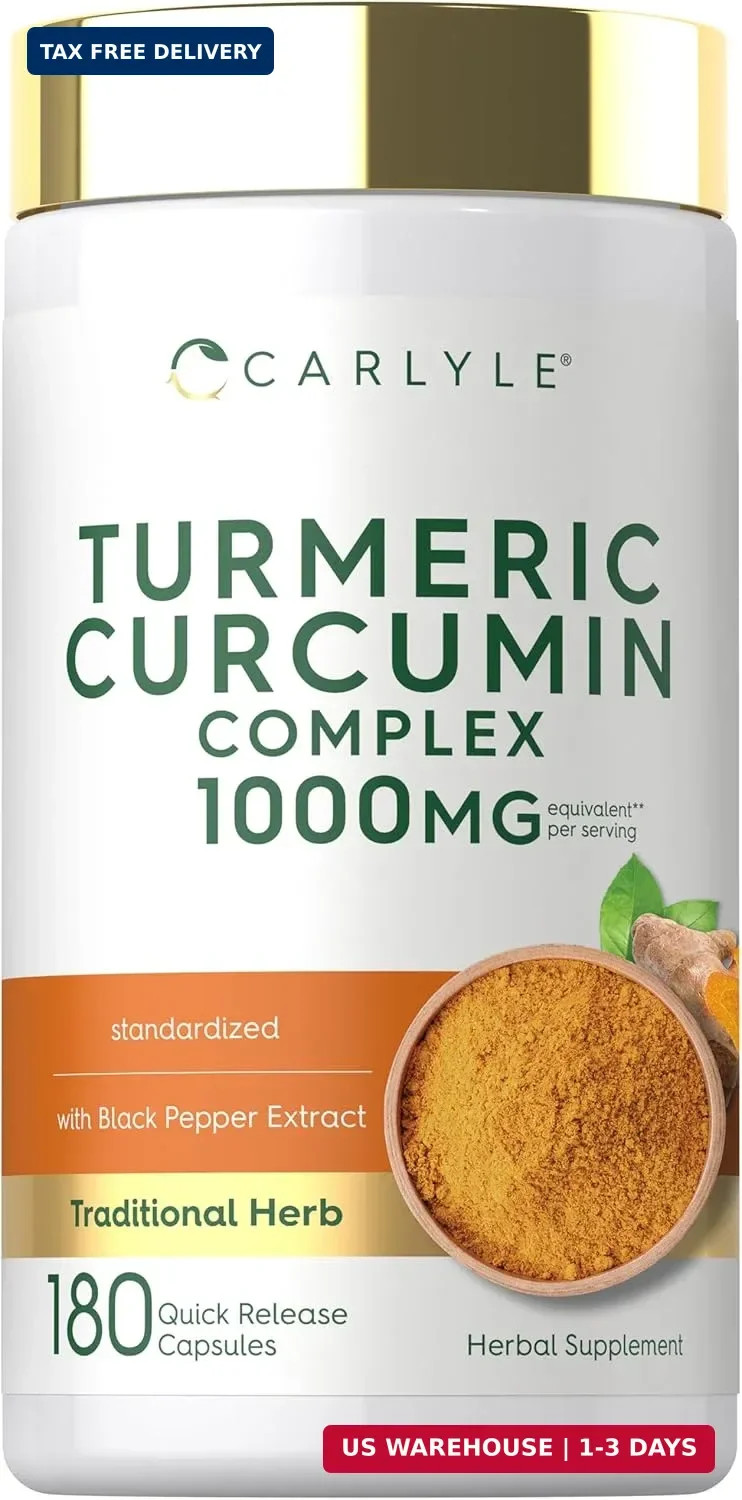 Carlyle Turmeric Curcumin with Black Pepper | 180 Capsules | Turmeric Complex Su