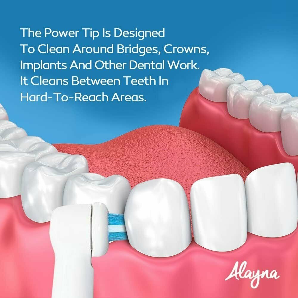 Alayna Replacement Toothbrush Heads 2 Power & 2 Ortho Tip Compatible w/ Oral B