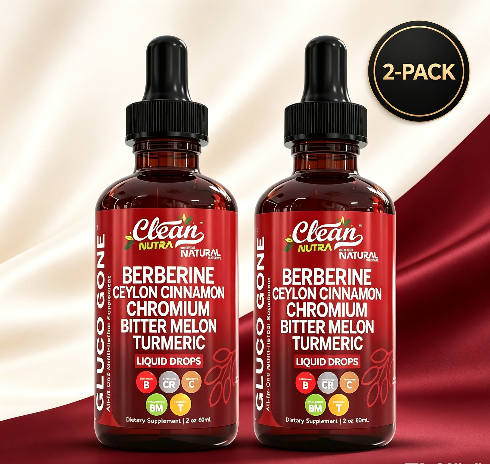 Clean Nutra Berberine Liquid Drops – 2-Pack with Ceylon Cinnamon – Made in USA