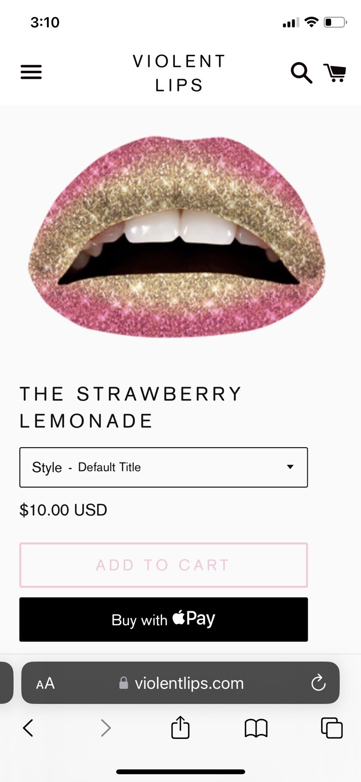 Violent Lips Strawberry Lemonade Glitteratti Tattoo