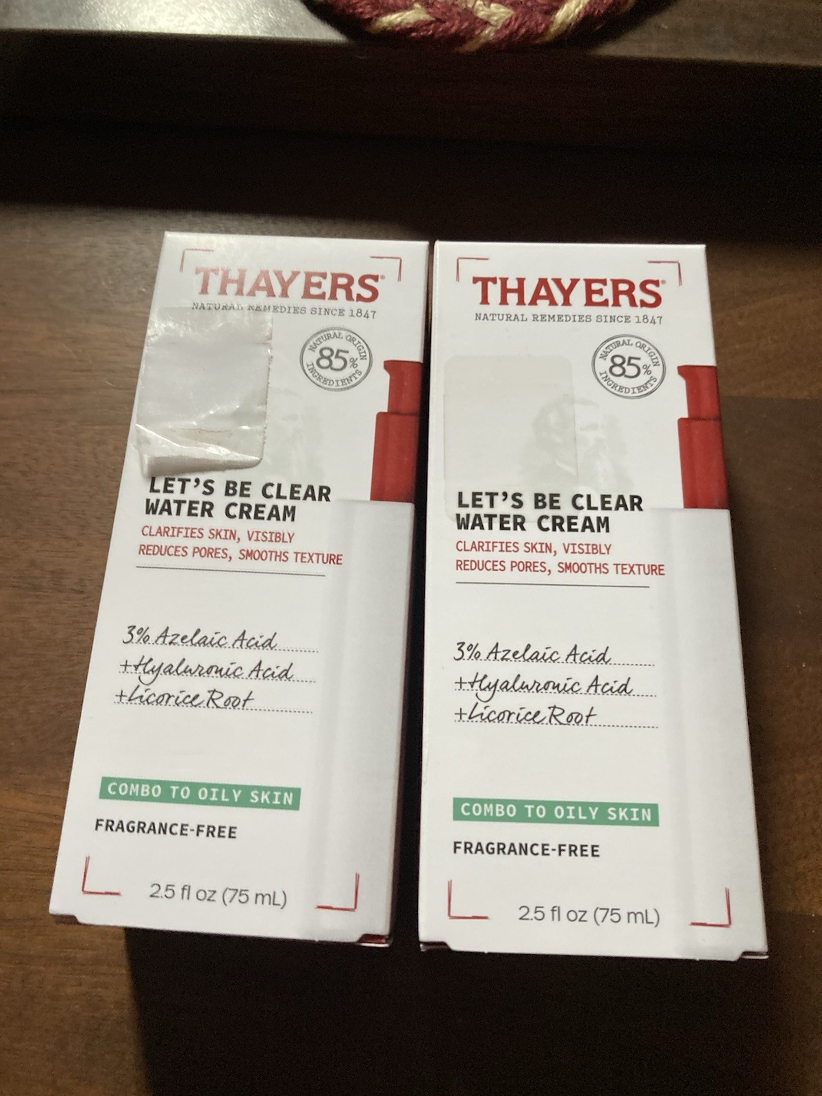 Thayers Lets Be Clear Water Cream 2.5 Fl Oz For Combo To Oily Skin Lot Of 2