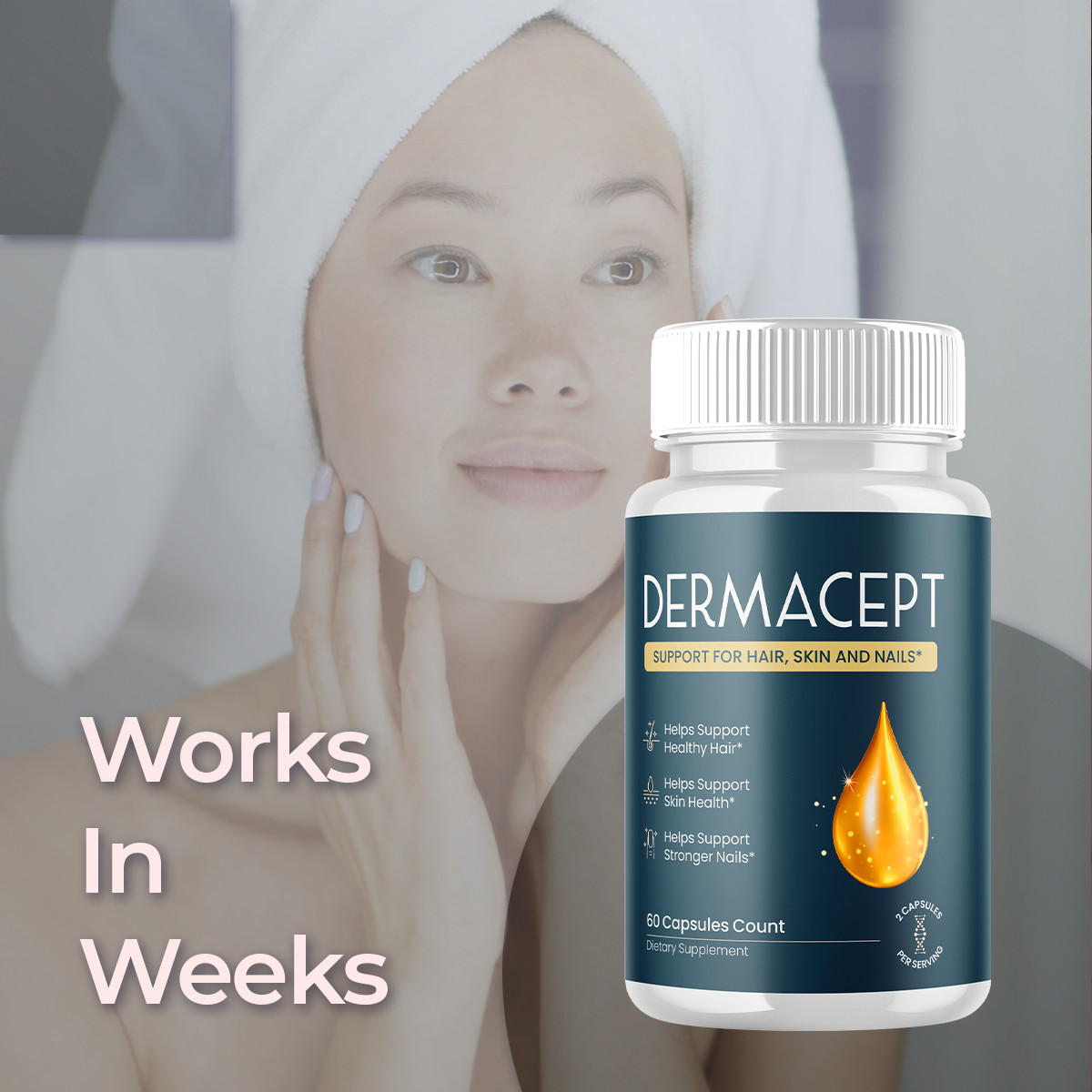 (5 Pack) Dermacept Advanced Formula Skin Health Derma Cept Pills 300 Capsules