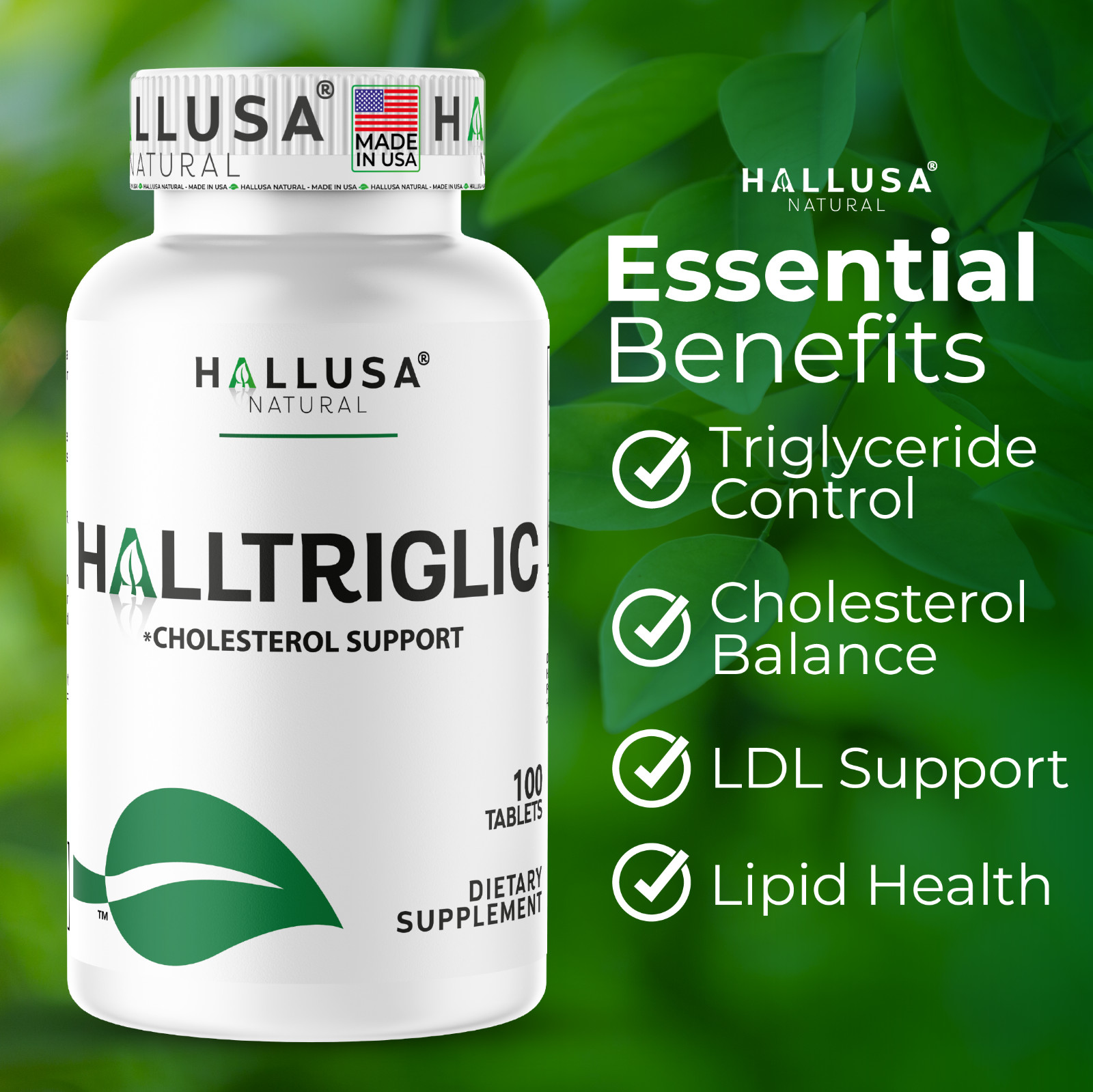 HALLTRIGLIC – Heart Health – Lower Triglycerides & Cholesterol – 100 Tabs