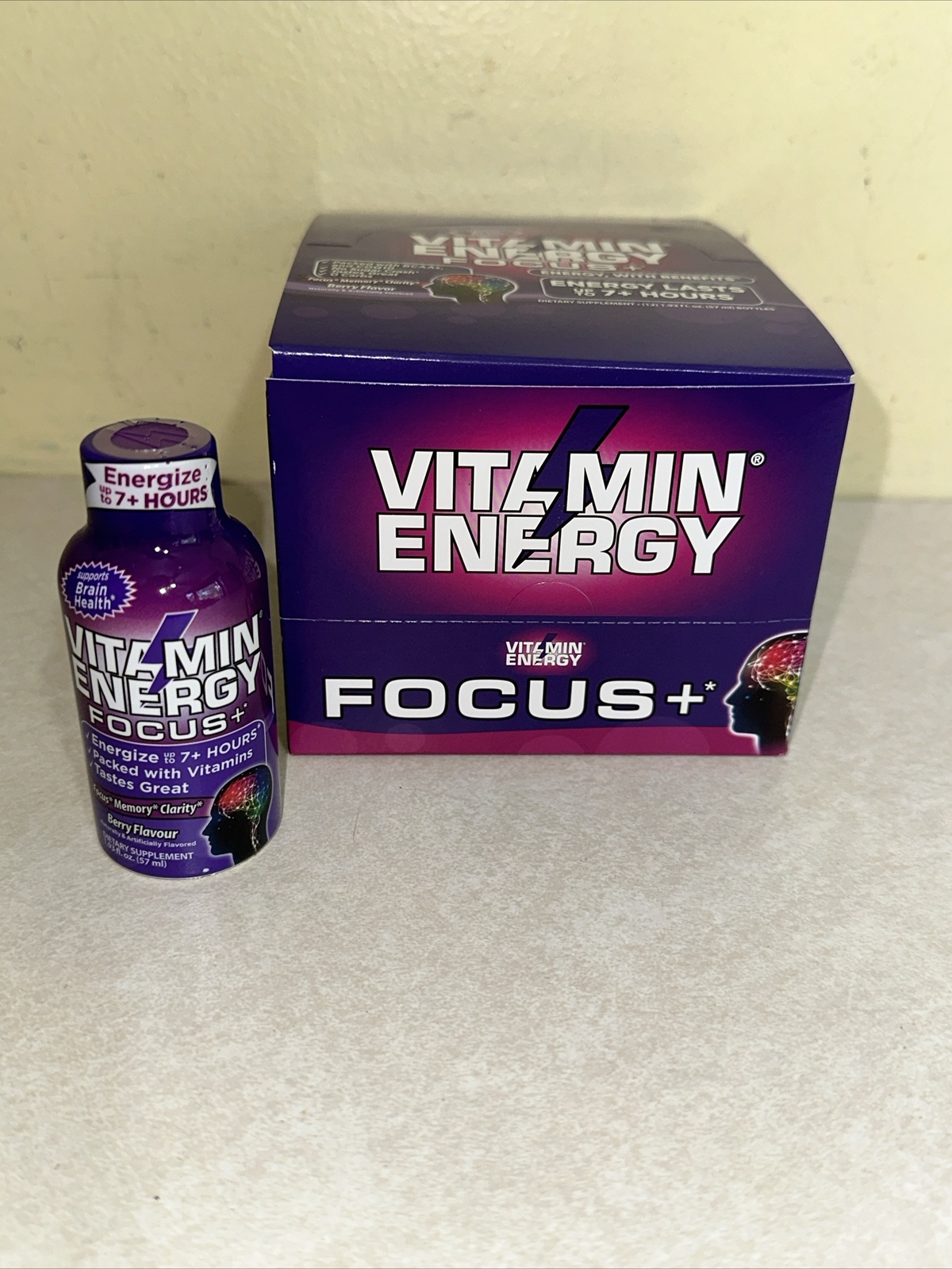12 Pack-Vitamin Energy FOCUS + ENERGY Drink Shots, 7+ Hours, Berry, 1.93oz