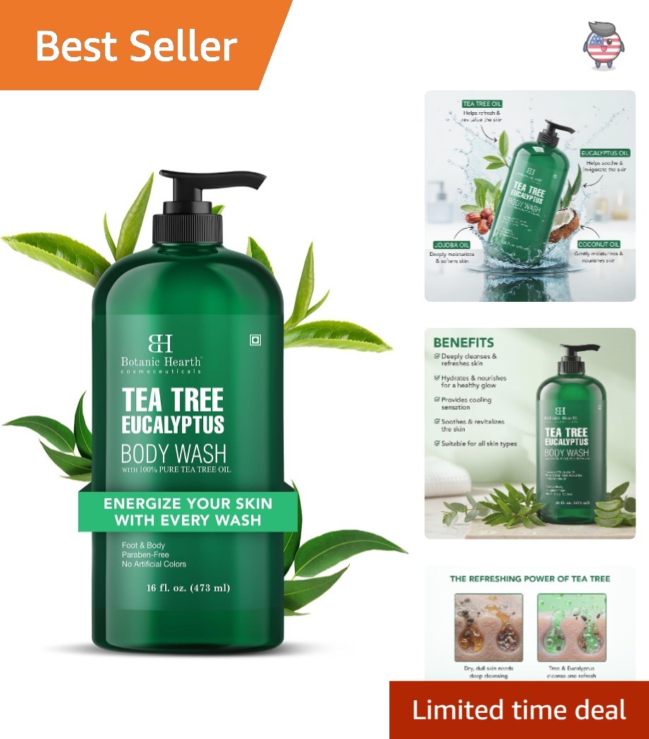 Naturally Refreshing Eucalyptus & Tea Tree Shower Gel – 16 fl oz, Cruelty-Free