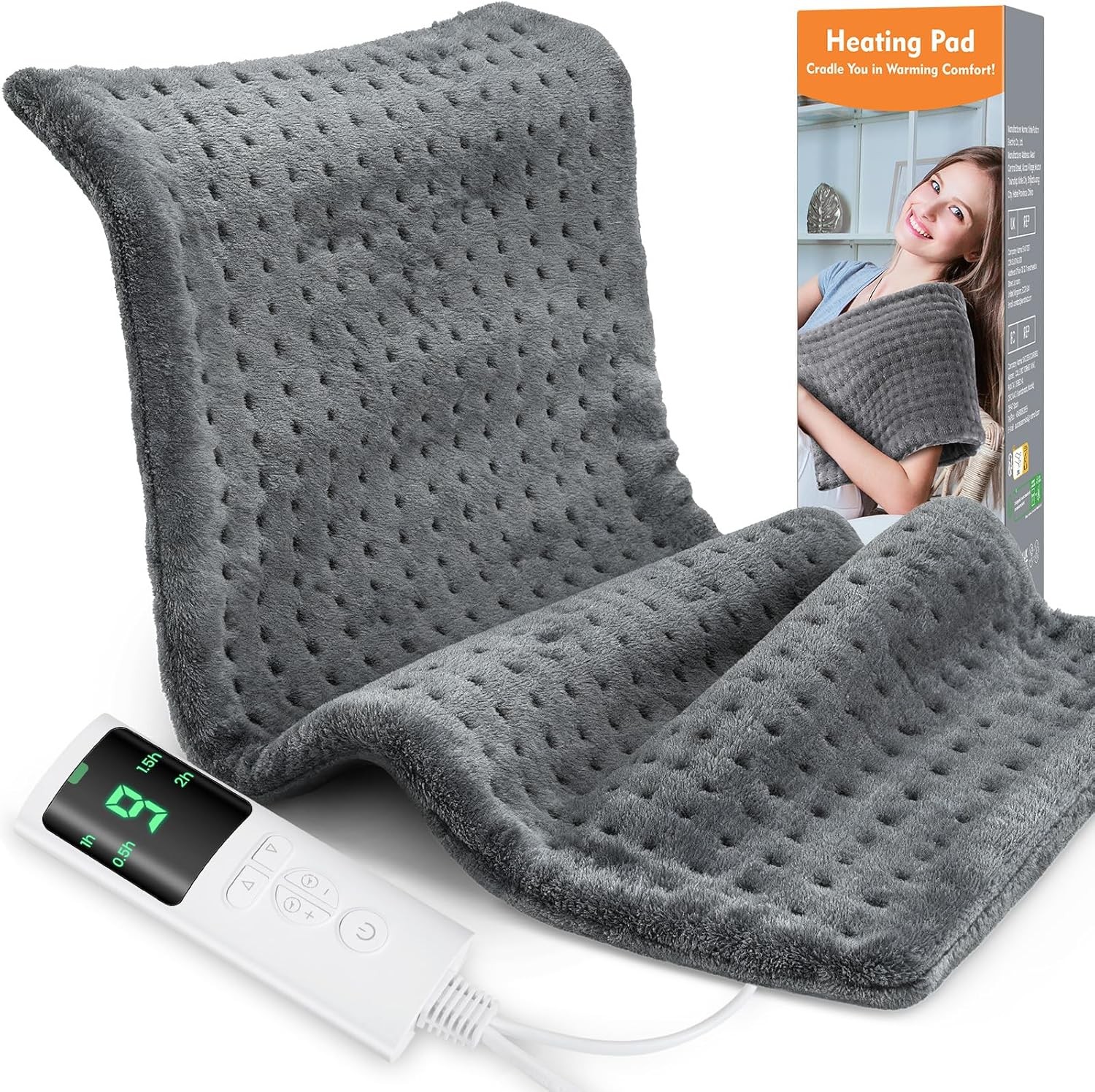 9 Levels Electric Heating Pad for Back Pain&Cramps Relief Large Therapeutic Pad