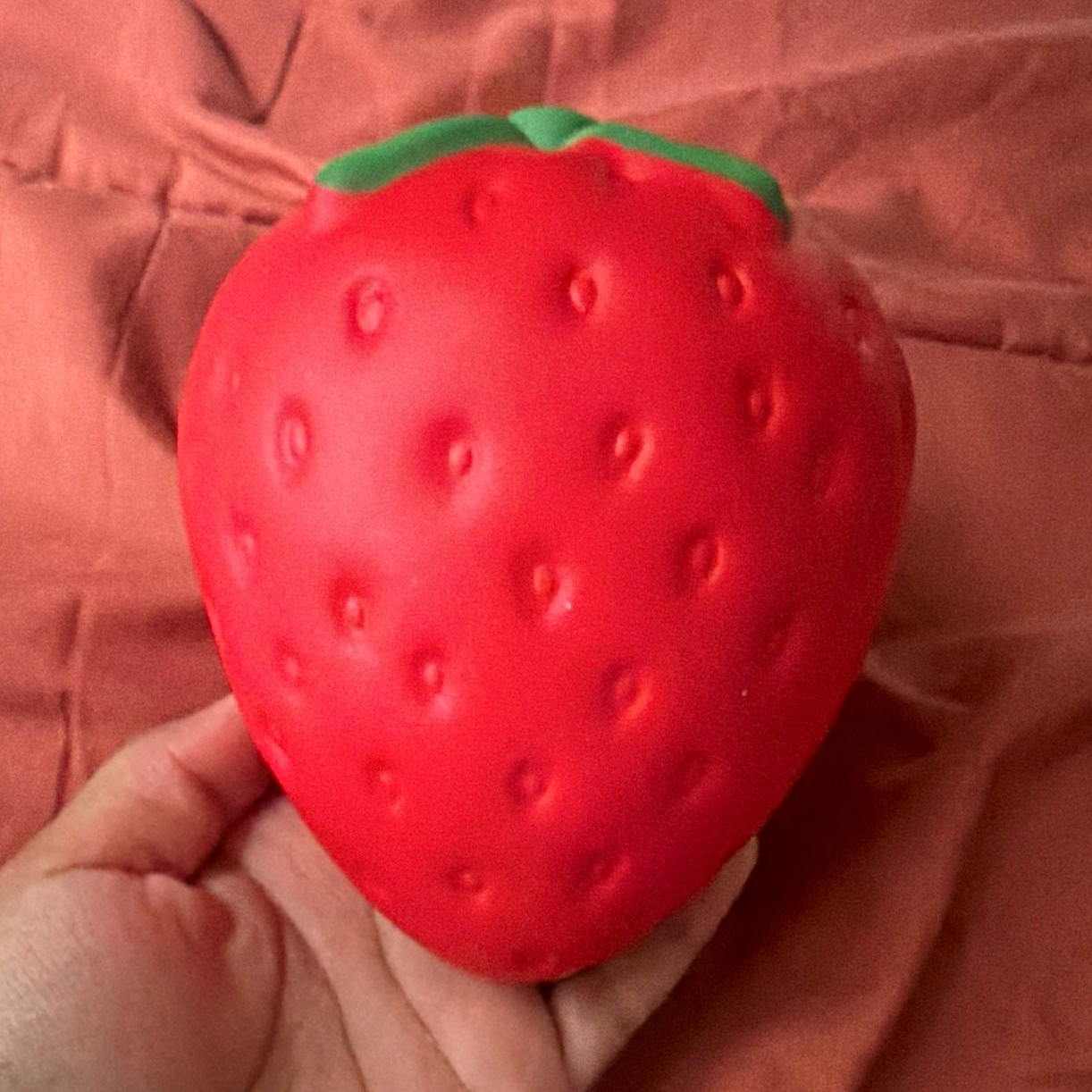 Strawberry Squeeze Ball Stress Reliever Squishy Toy Red/Green 3 in