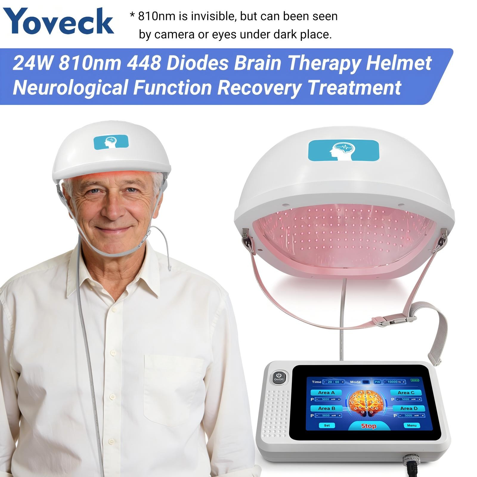 24W 810nm Infrared Light Therapy Brain Helmet for Parkinsons Stroke Treatment