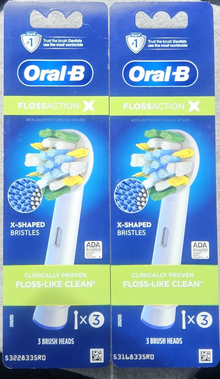 Oral-B Flossaction X Brush Heads x 3 – Lot of 2 – 6 Brush Heads Total – new