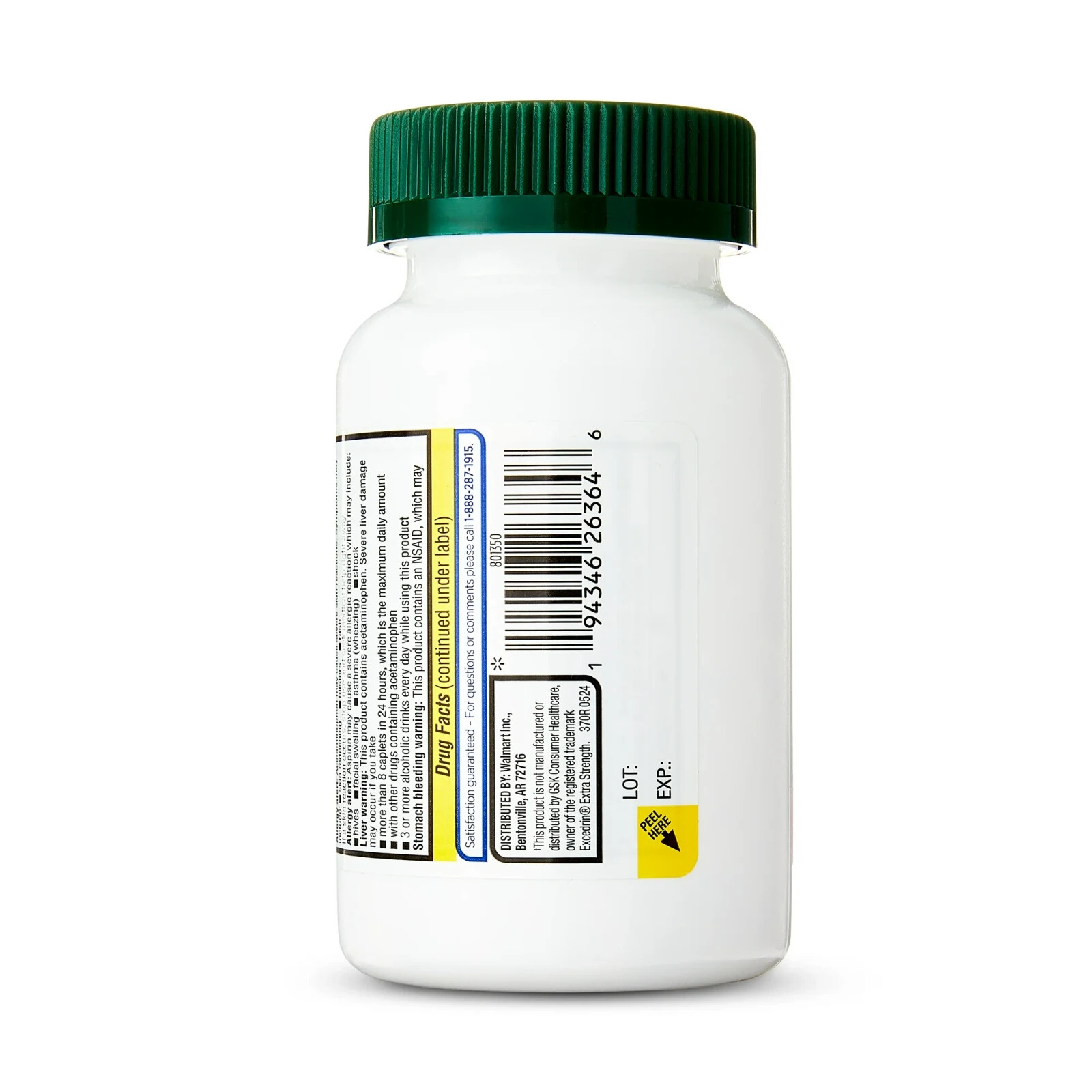 Equate Extra Strength Headache Relief Caplets, 250mg, 200 Count
