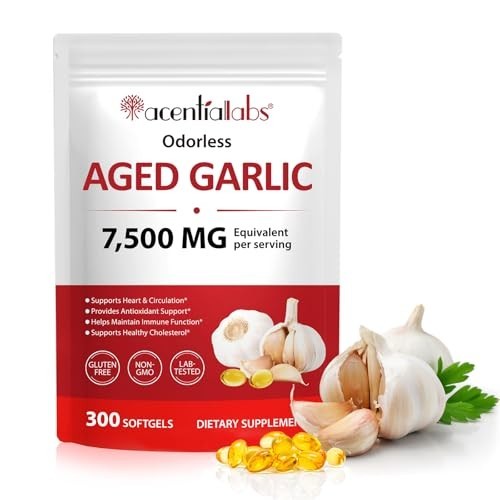 Odorless Garlic 7500Mg per Servings, 300 Softgels | 2 Years Aged Garlic Extra.