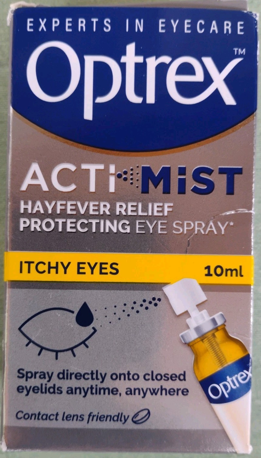 Optrex ActiMist Eye Spray for Itchy Eyes 10ml 0.33oz Exp 06/2028 Damaged Box