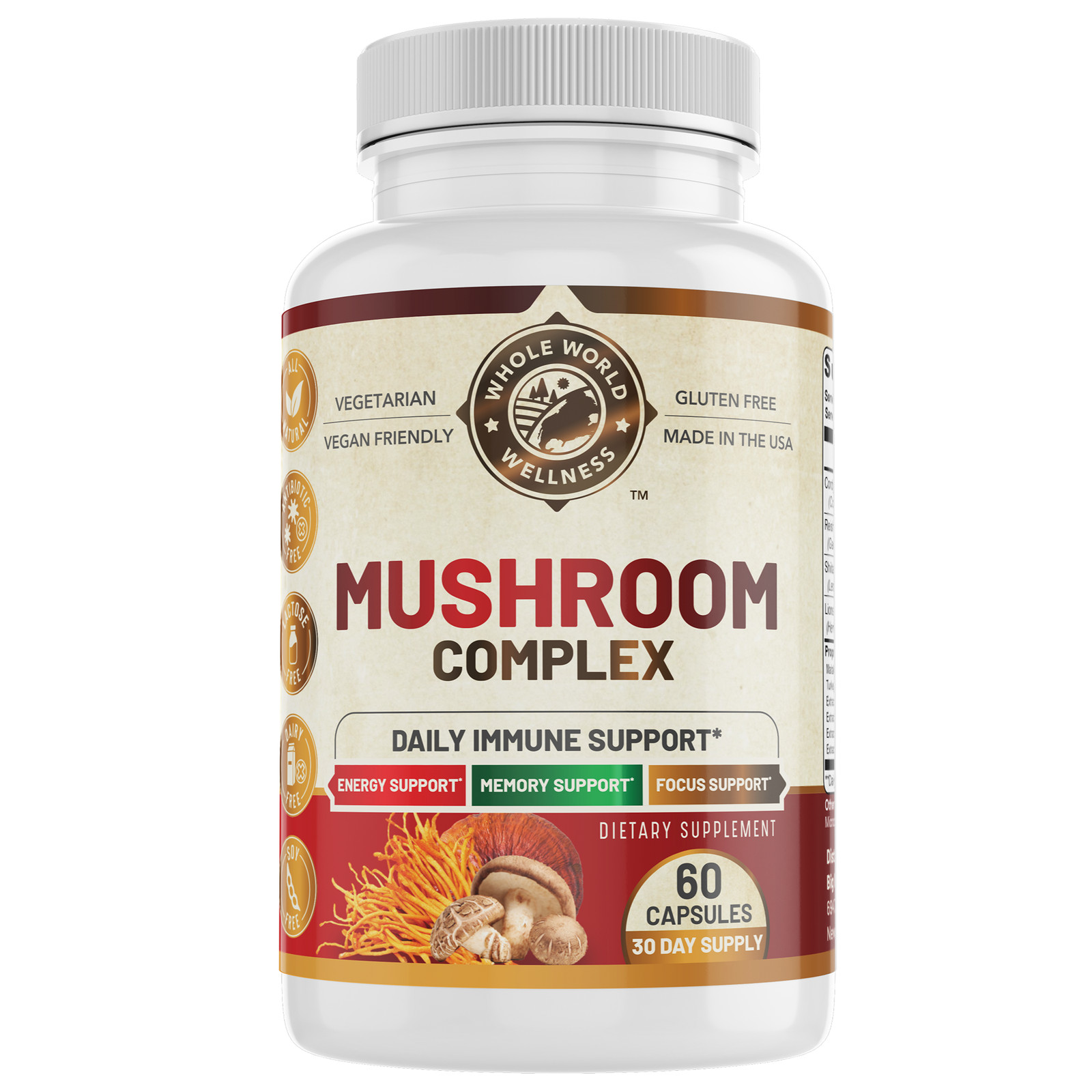 Mushroom Complex Supplement. USA Made.