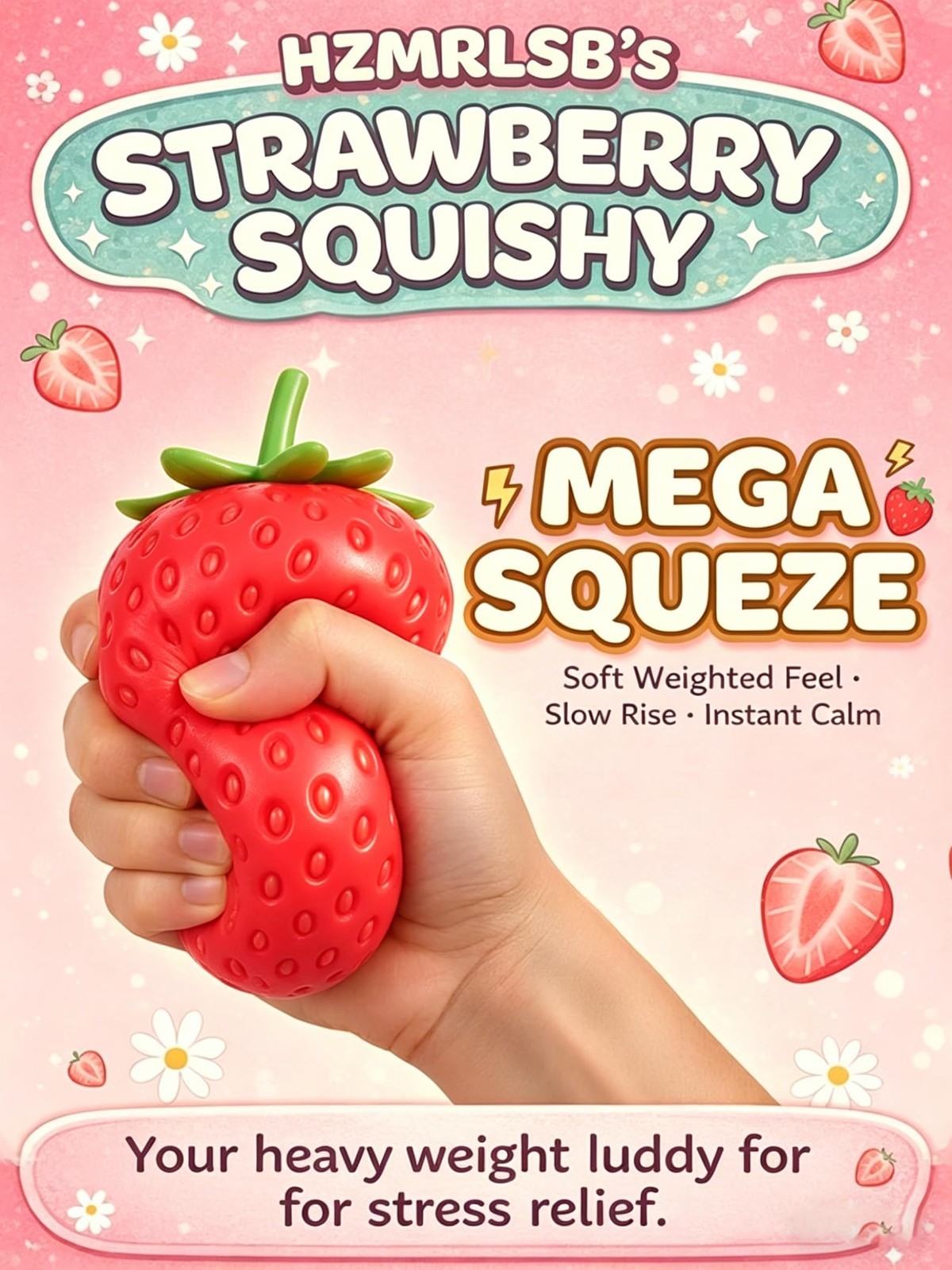 Realistic Strawberry Squishy Giant Slow Rising Sensory Stress Relief Toy