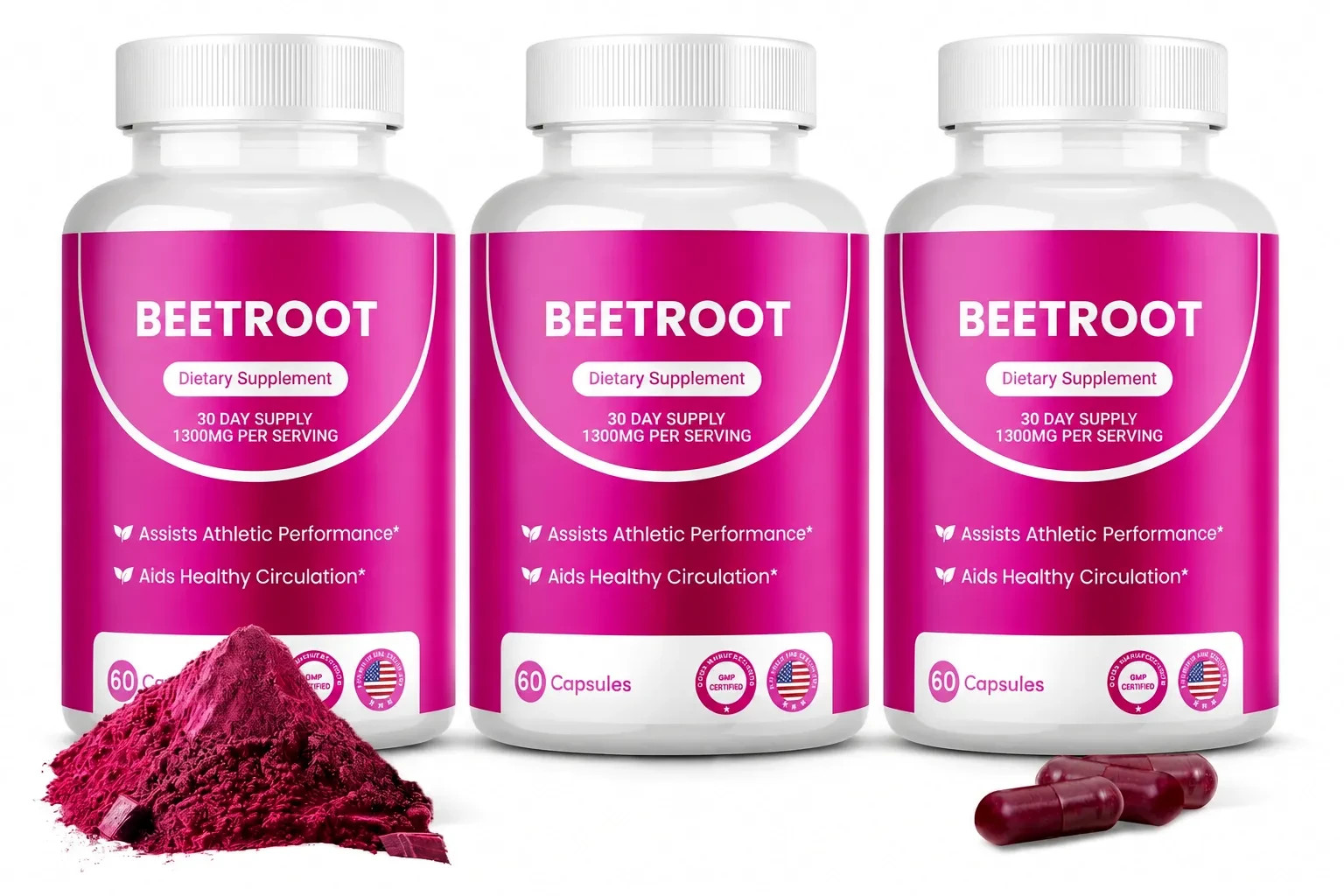 3X Rosabella Organic Beet Root 60 Capsules Natural Energy Boost Blood Pressure