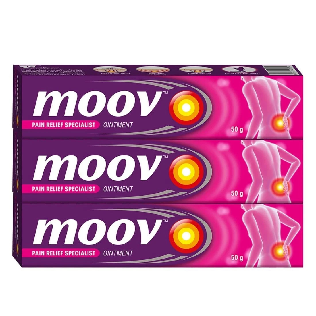 Moov Fast Pain Relief Cream 50g Pack of 3 Ayurvedic Muscle & Joint Pain Relief