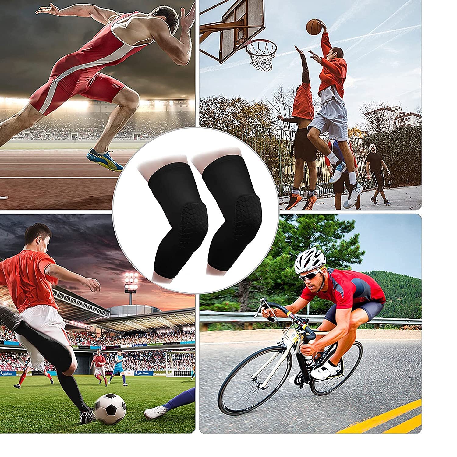 Knee Pads Leg Sleeves Protective Gear Gel Adult Youth Kid Sports Work Basketball