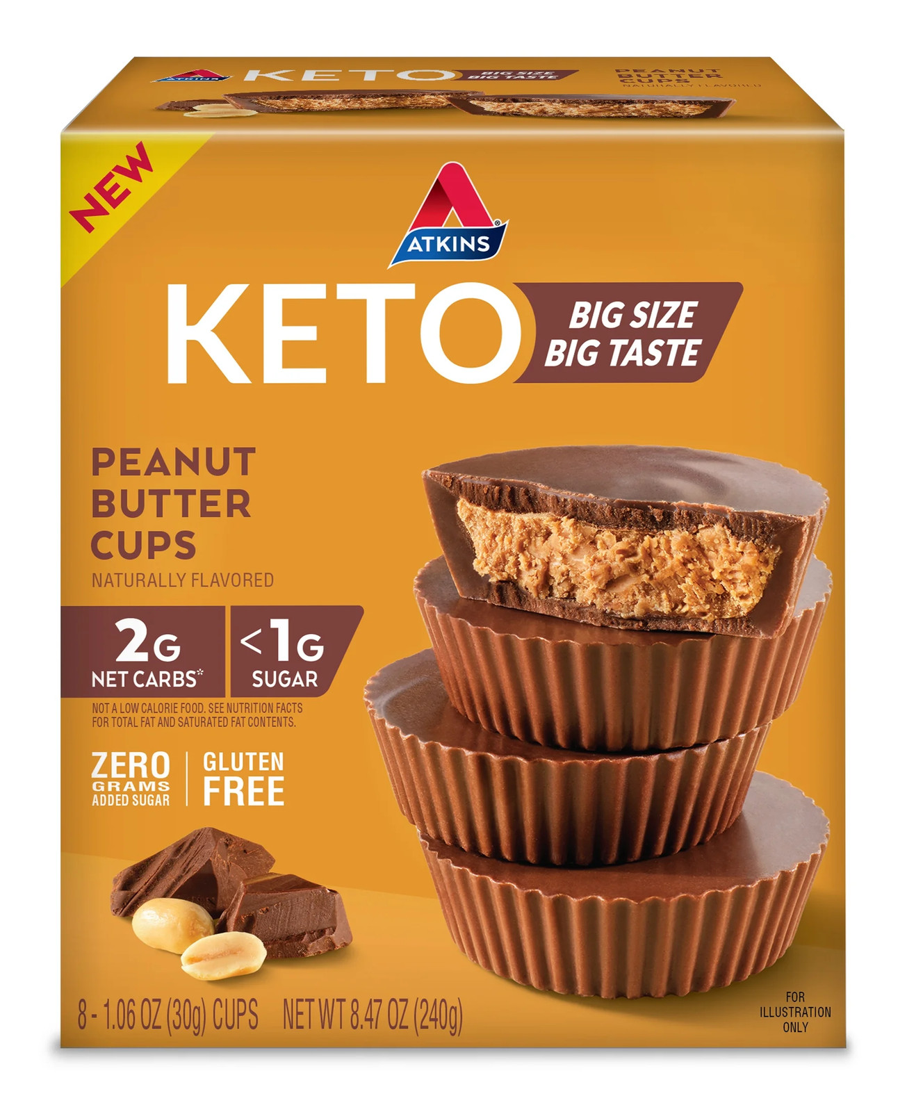 Atkins Keto Peanut Butter Cups, Gluten Free, 1.06 oz, 8 Count