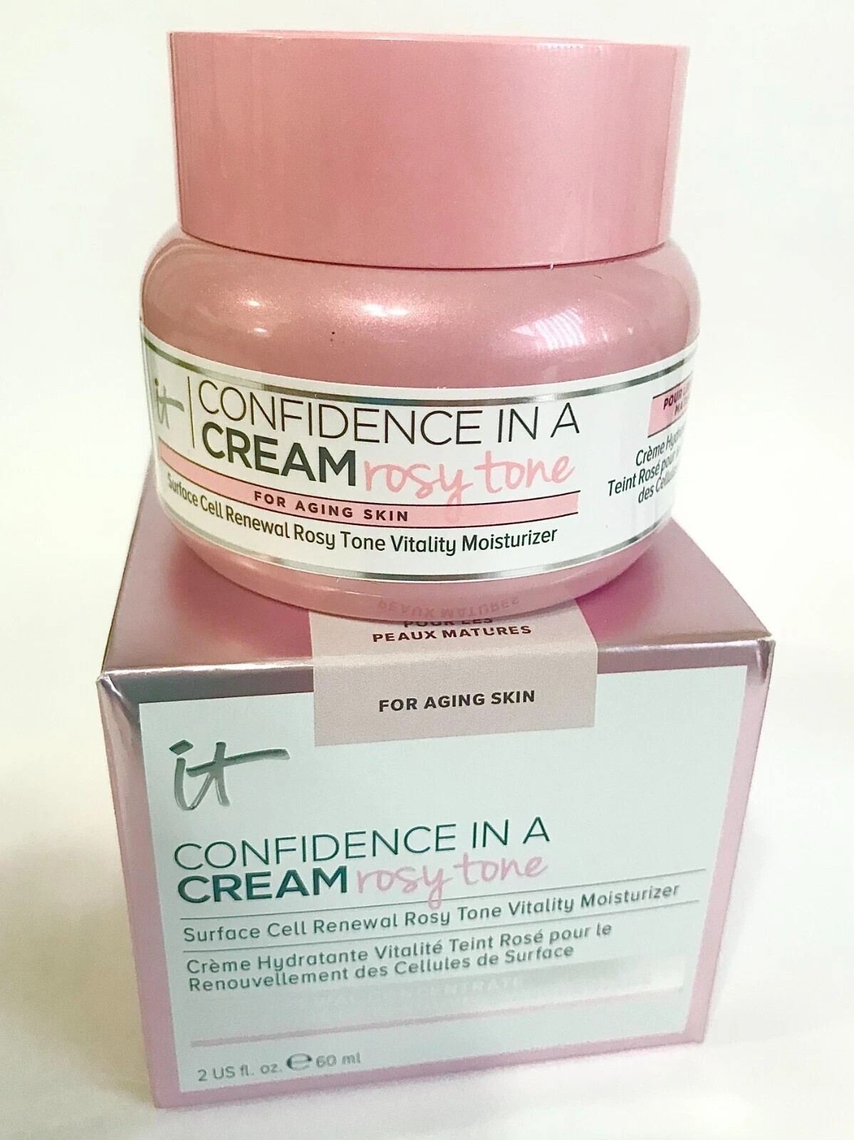 IT COSMETICS Confidence in a Cream Rosy Tone Moisturizer 2 oz NIB SEALED US SHIP