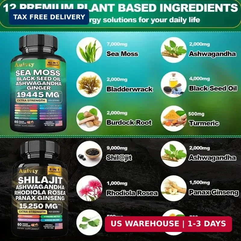 Herbal Wellness Bundle – Sea Moss Complex 19,445mg + Shilajit Complex 15,250mg –