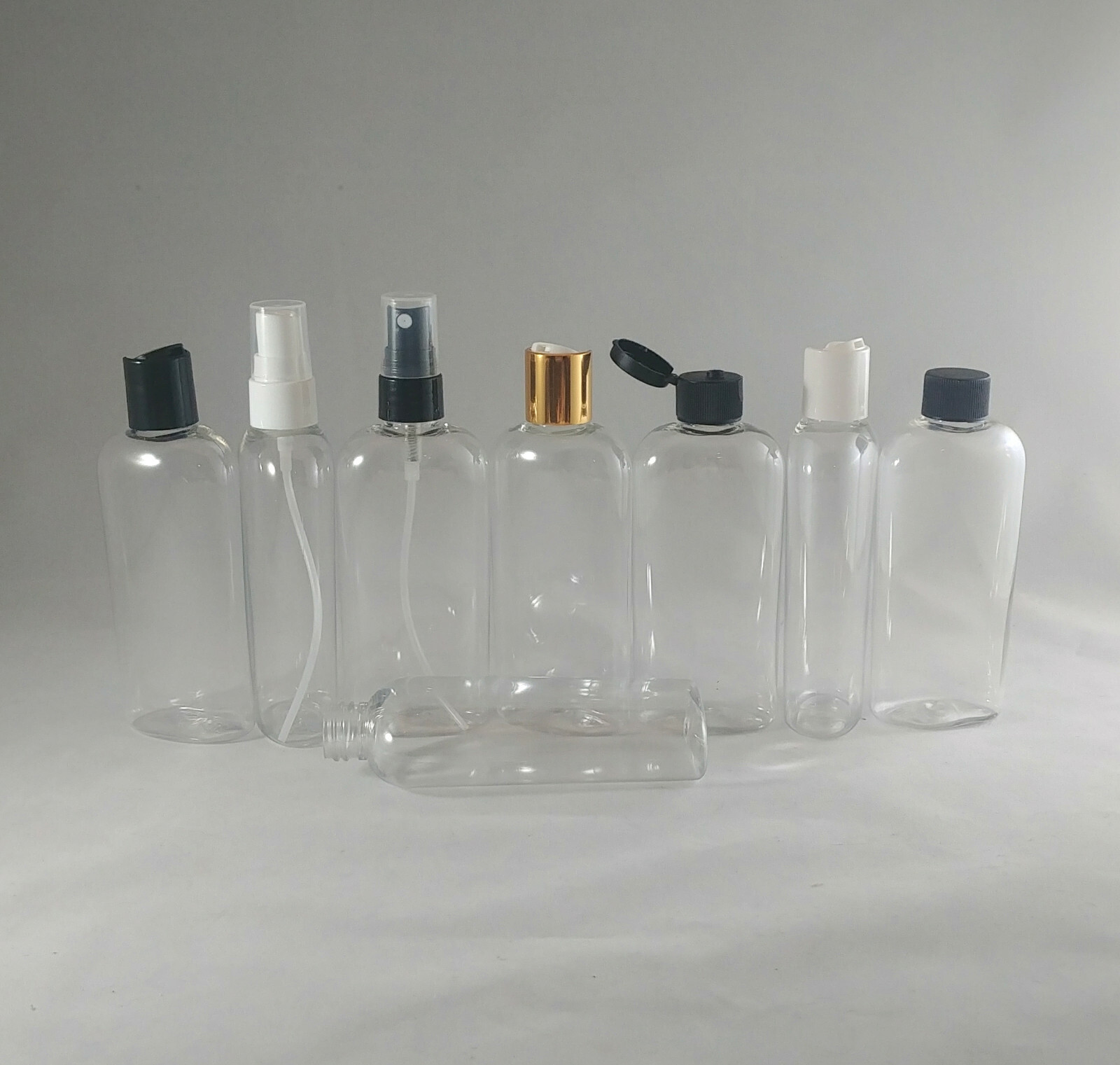 Clear PET 4oz Cosmo Oval Plastic Bottles Cosmoval -You choose lot size, closure