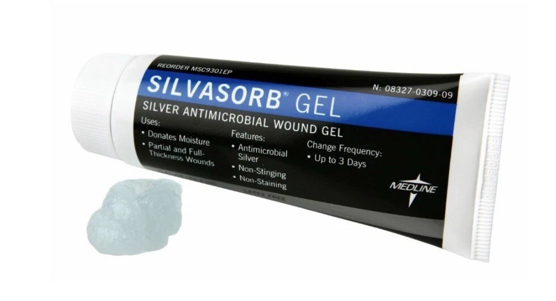 Medline SilvaSorb Silver Antimicrobial Wound Gel, 3oz. Tube Exp.2027/08