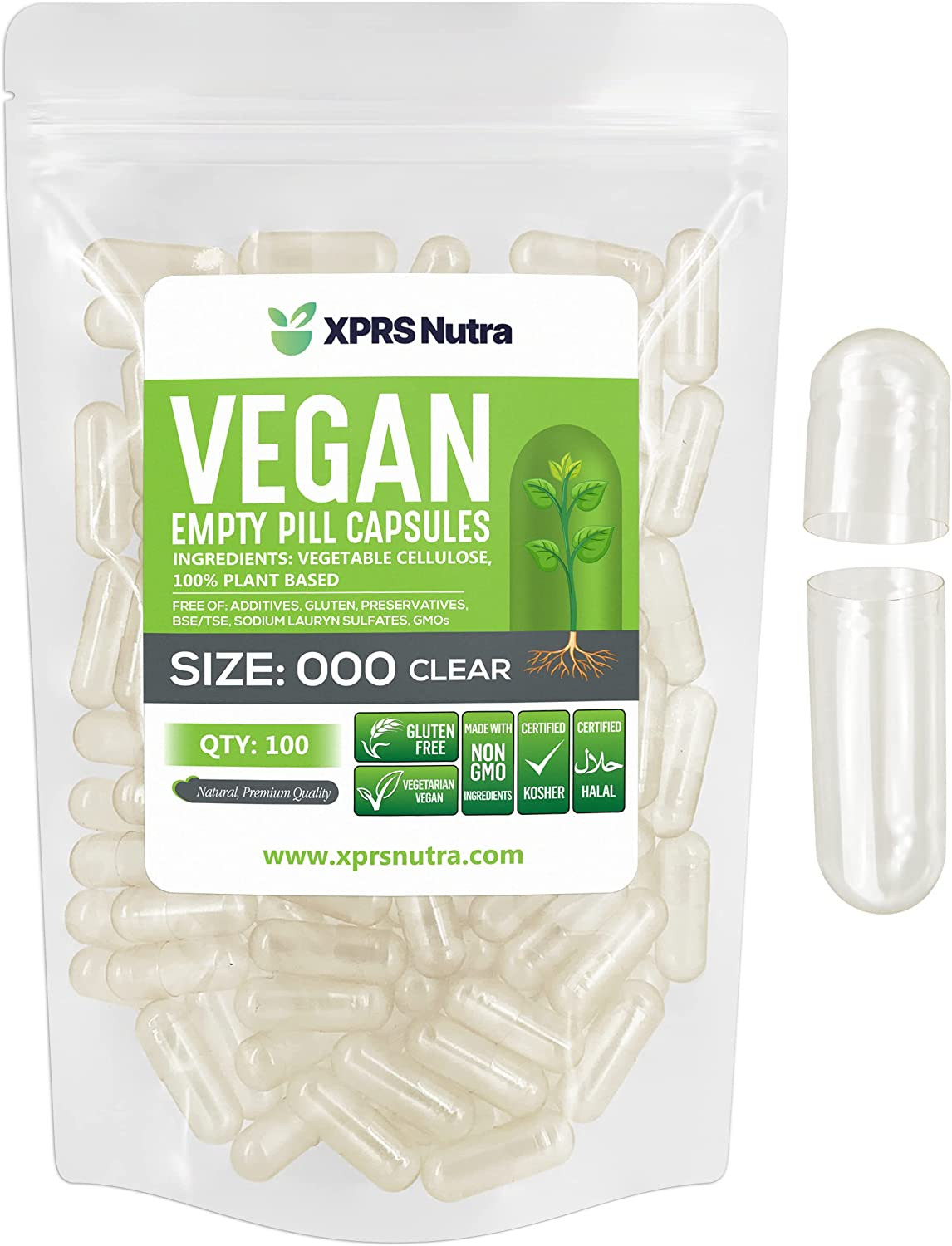Size 000 Empty Vegan Capsules, 100 Count, Clear – DIY Veggie Pill Filling