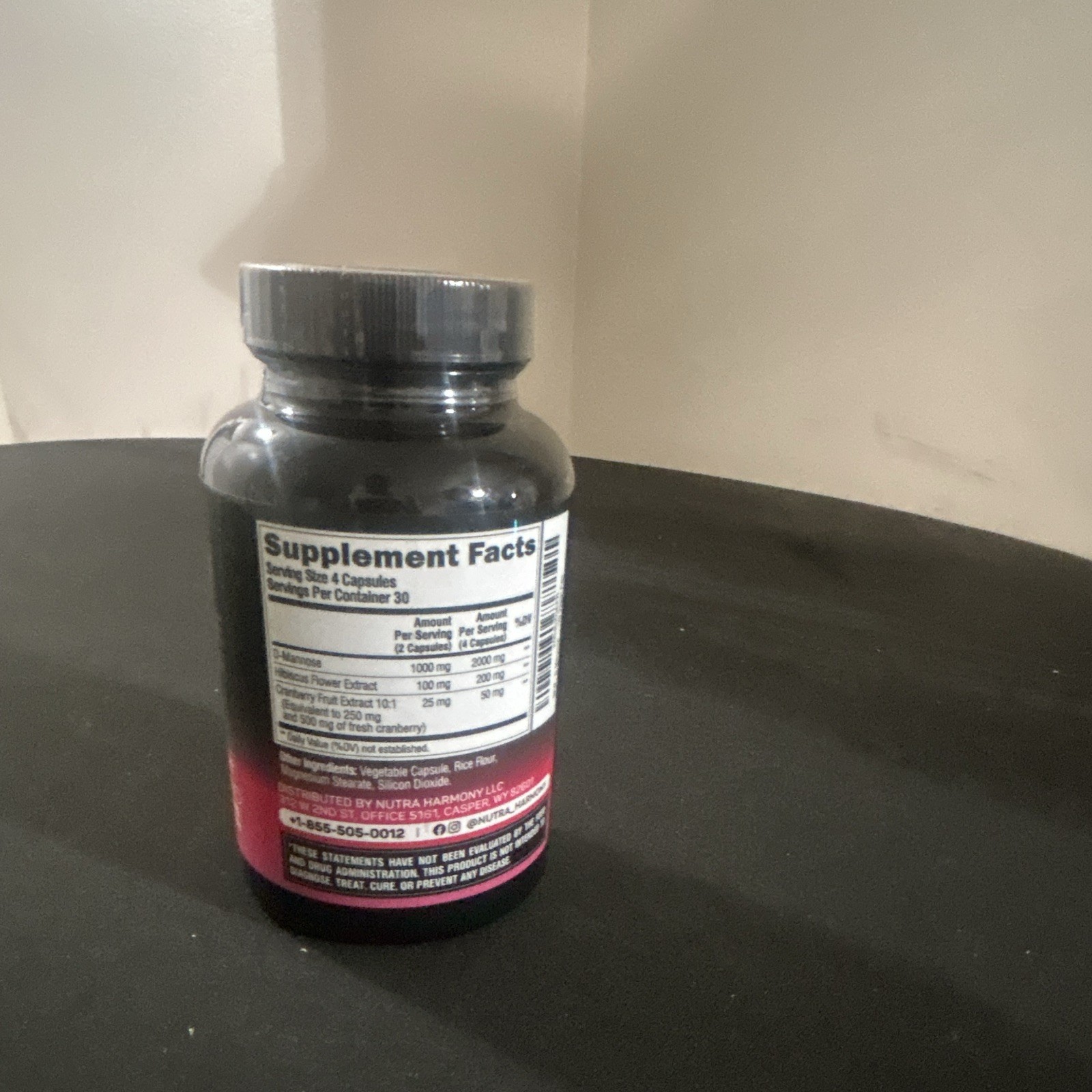 Nutra Harmony D-Mannose Hibiscus & Cranberry 120 Capsules Vegan Non-GMO