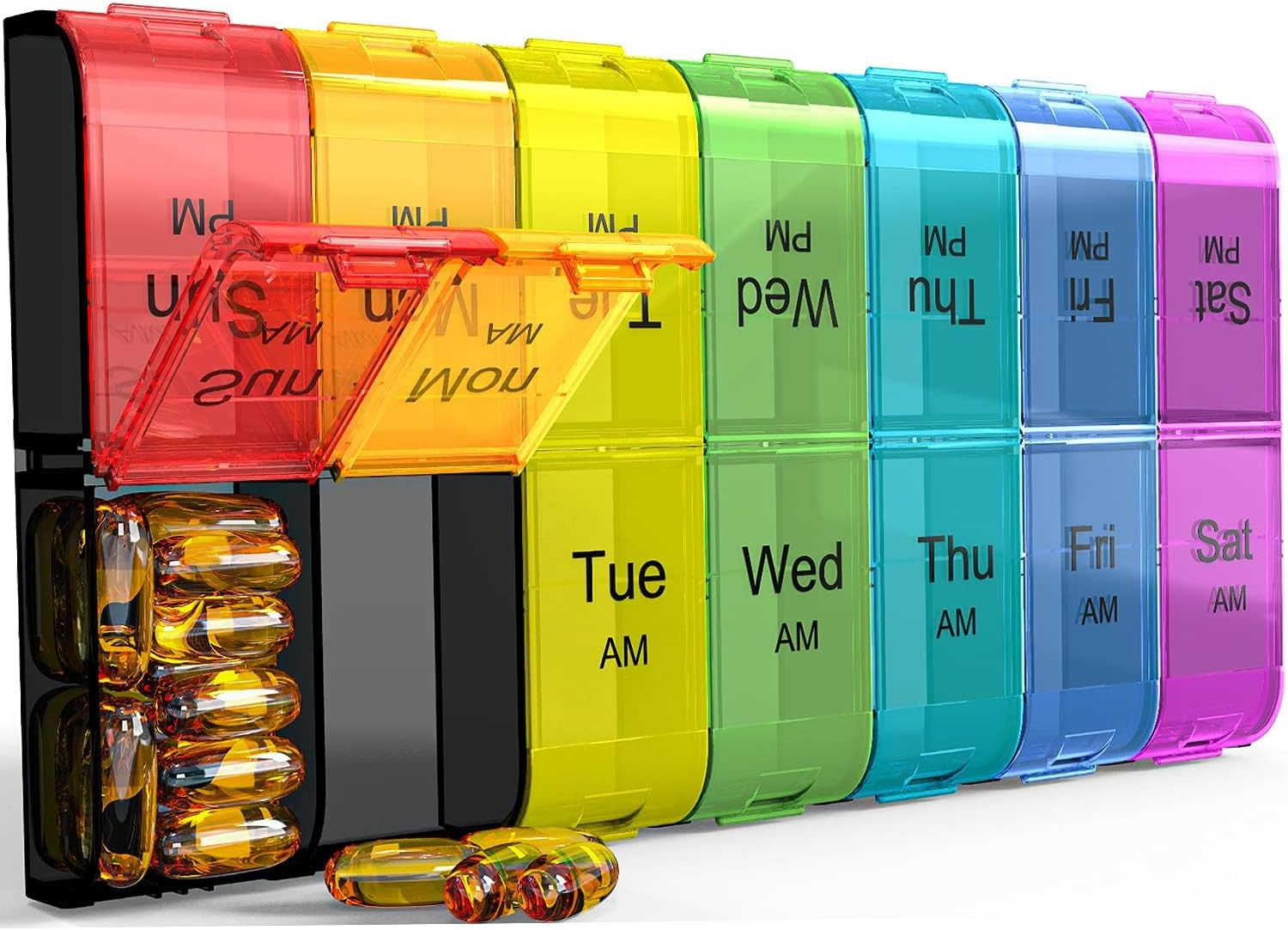 Extra Large Pill Organizer 7 Day AM PM Twice Daily Box for Big Pills Travel Case