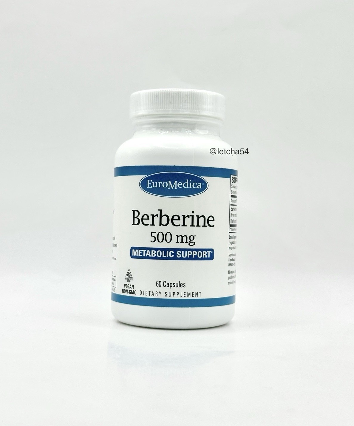 Euromedica Berberine 500 mg (60 Capsules) Metabolic Support EXP 04/2028