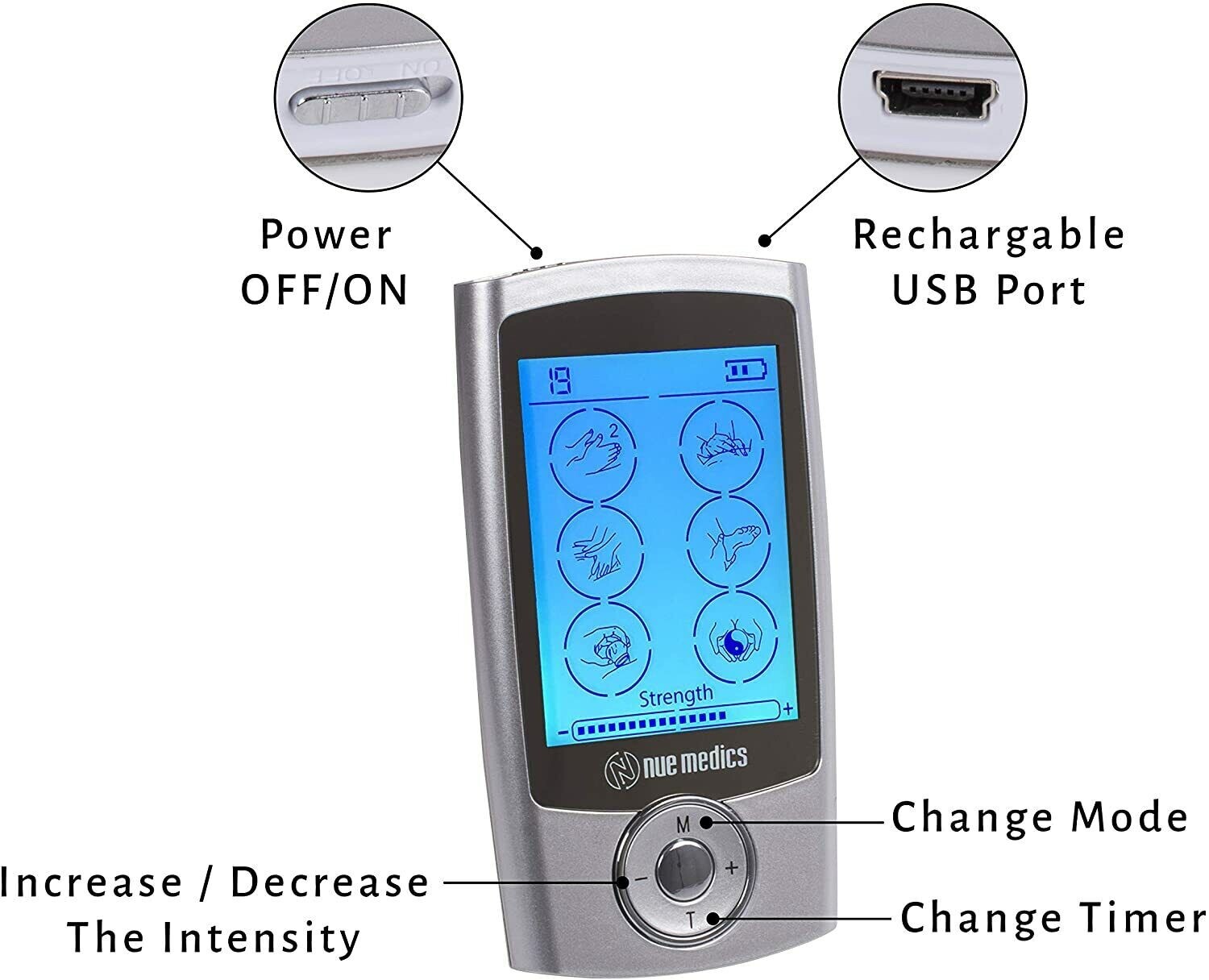 Tens Unit Massager Electrotherapy Muscle Stimulator Pain Reliever Therapy