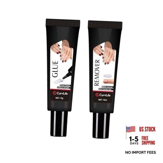 Newly Upgraded Quick Drying 10g Semi Solid Nail Glue with 10ml Remover for