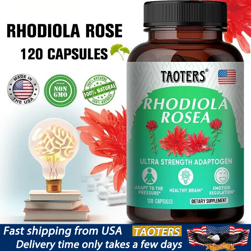 TAOTERS Herbal Supplements Rhodiola Rosea Root 1000 mg With Vitamin C