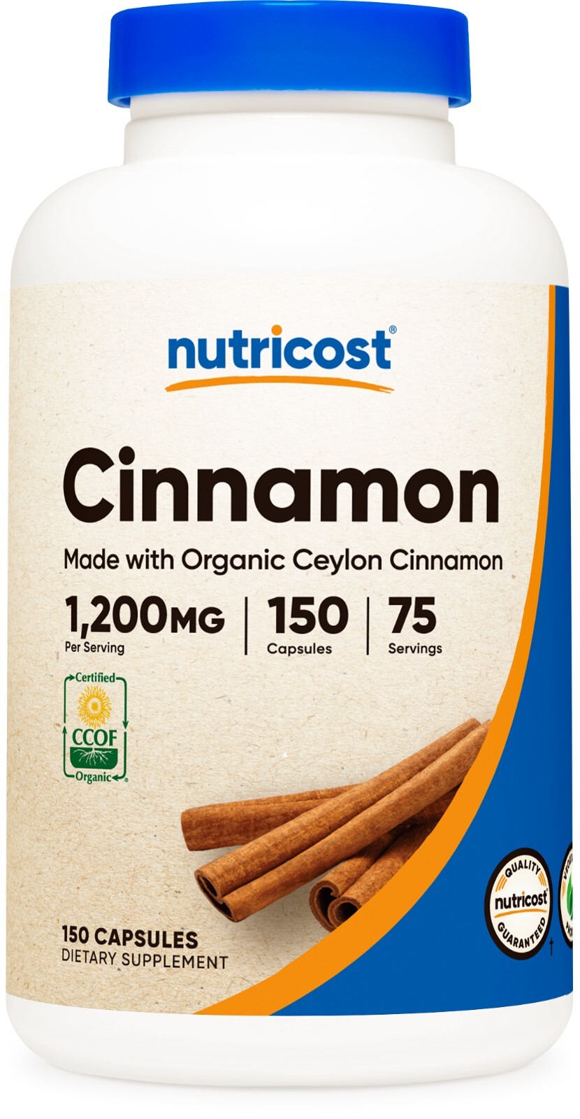 Nutricost Organic Cinnamon (Ceylon Cinnamon) 1,200mg Serving, 150 Capsules